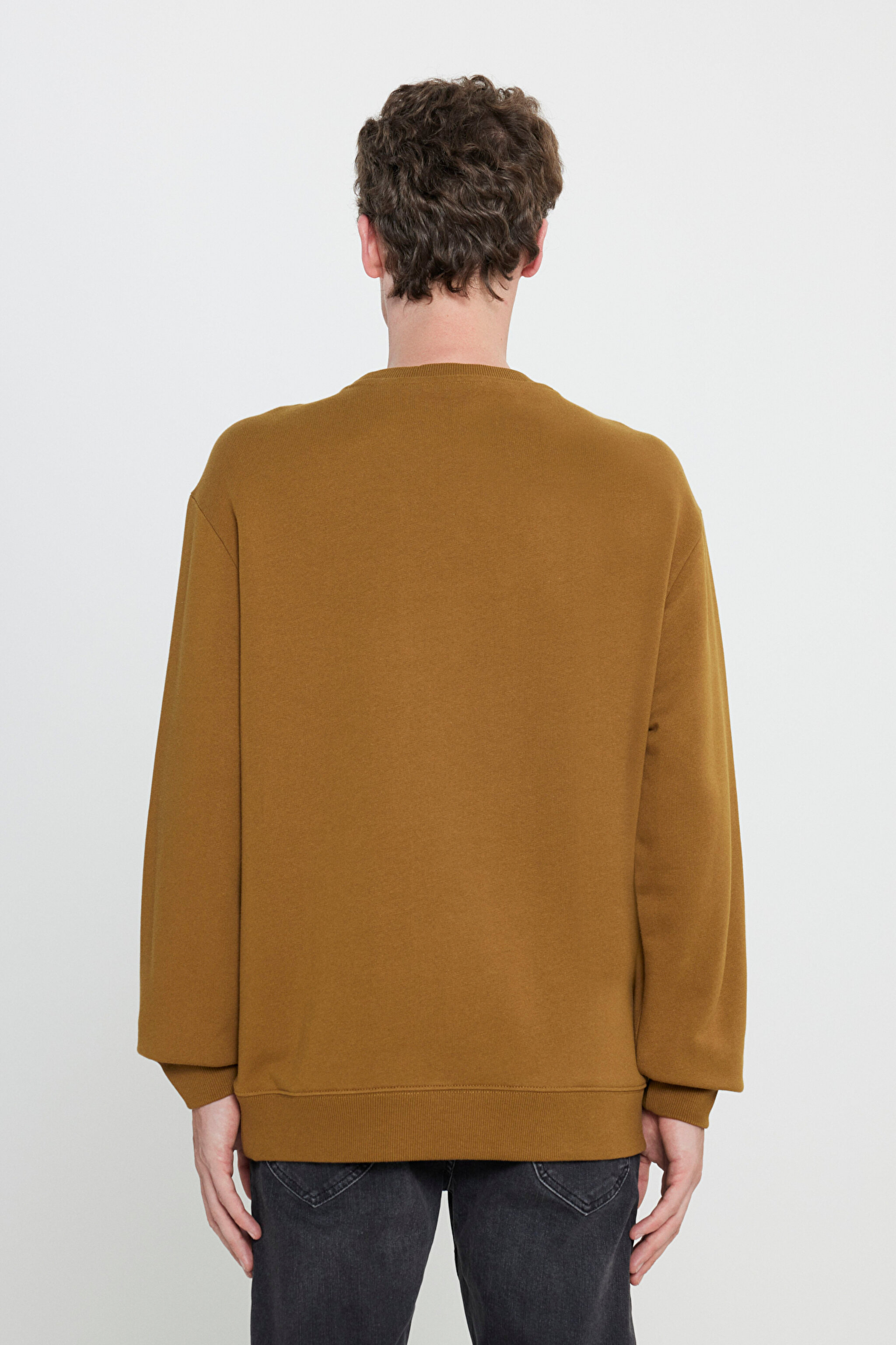 Regular Fit Normal Kesim %100 Pamuk Bisiklet Yaka Tarçın Sweatshirt - Tumbleweed-L81MRF84 (görsel 5)