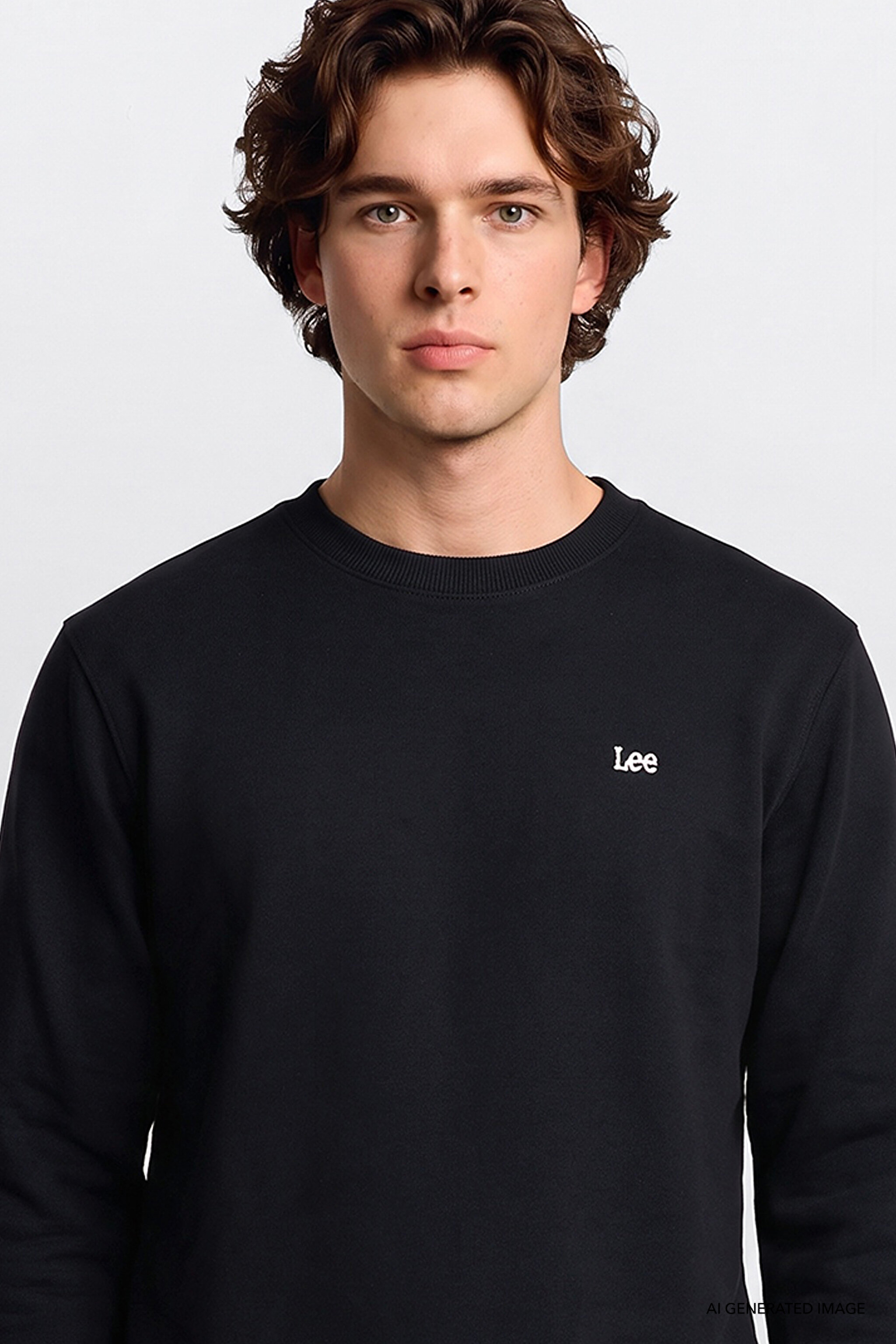 Regular Fit Normal Kesim Bisiklet Yaka %100 Pamuk İçi Polarlı Sweatshirt - Black-L82IRY100 (görsel 4)