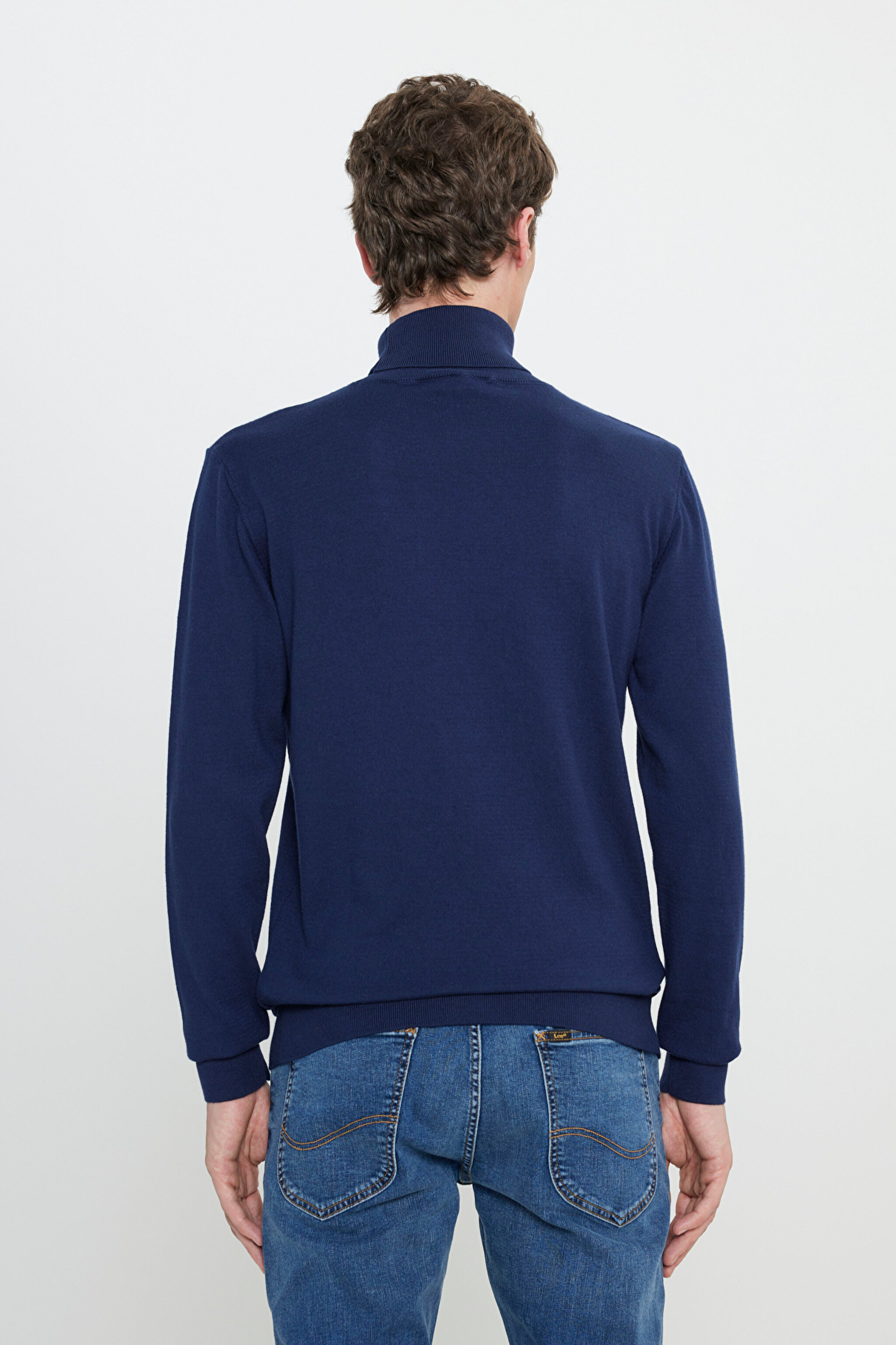 Regular Fit Normal Kesim %100 Pamuk Balıkçı Yaka Lacivert Tirko Kazak - Sky Captain-L83CKFHY (görsel 5)