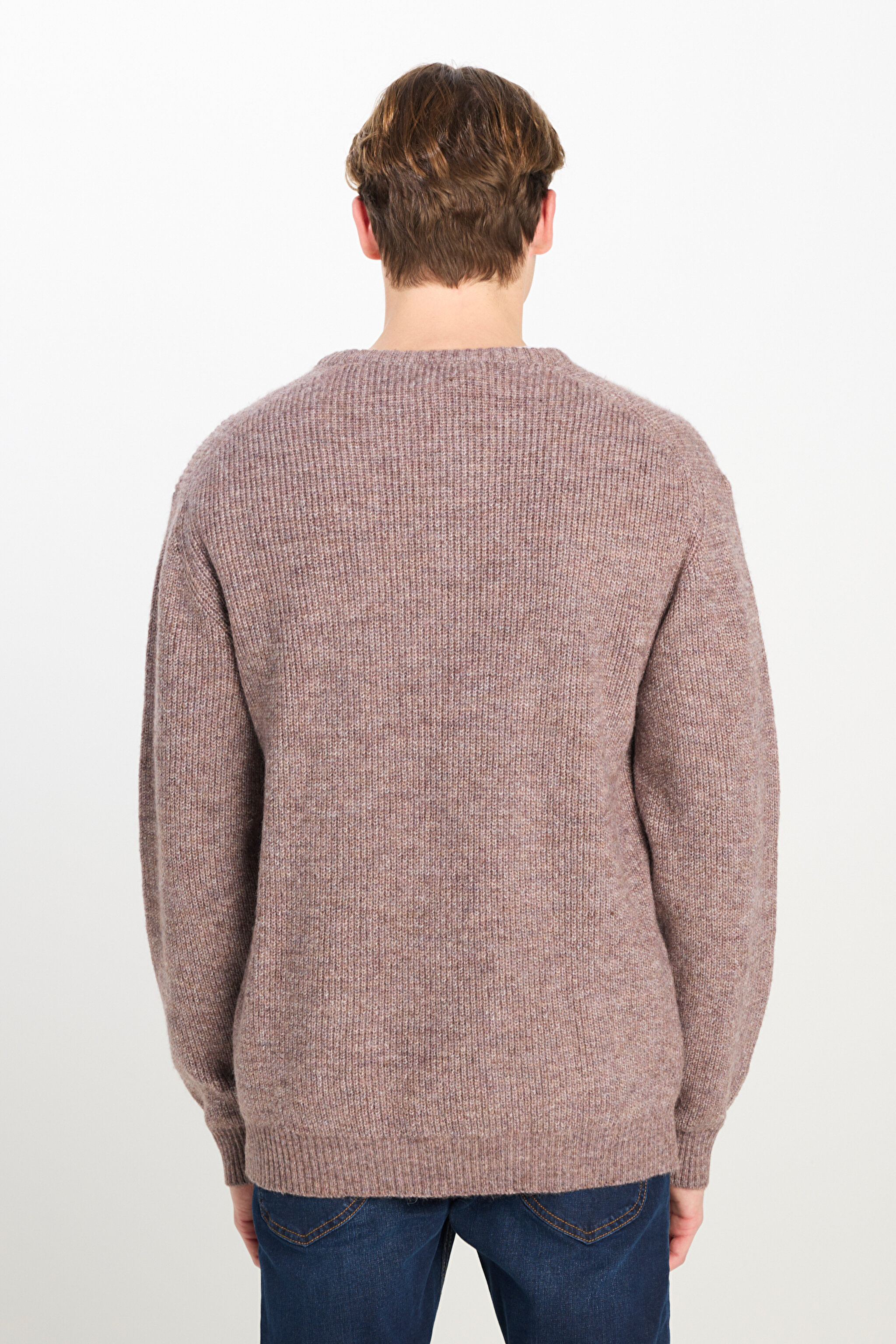 Regular Fit Normal Kesim Bisiklet Yaka Mor Triko Kazak - Purple-L83ZDD70 (görsel 5)