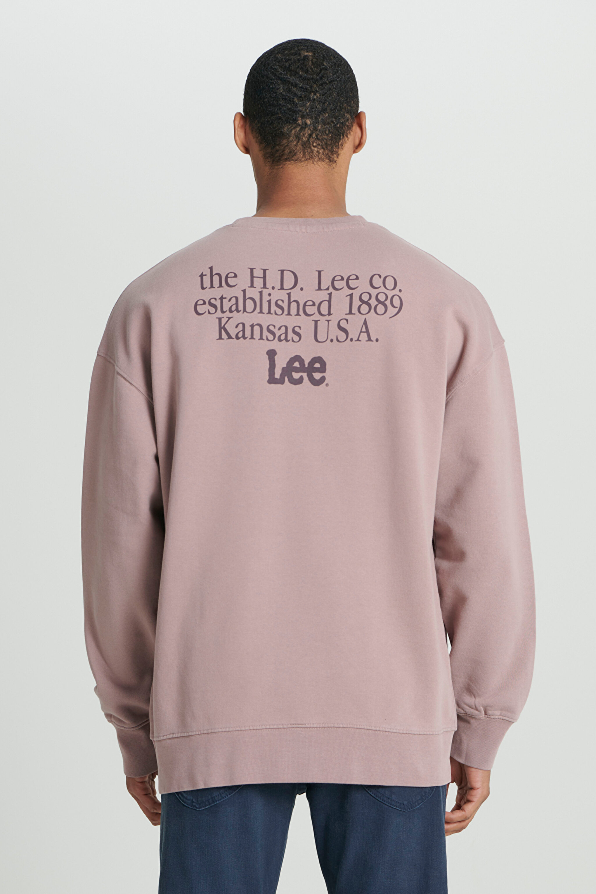 Loose Fit Rahat Kesim %100 Pamuk Bisiklet Yaka Şardonlu Sweatshirt - Purple Storm-L84ITJ70 (görsel 5)
