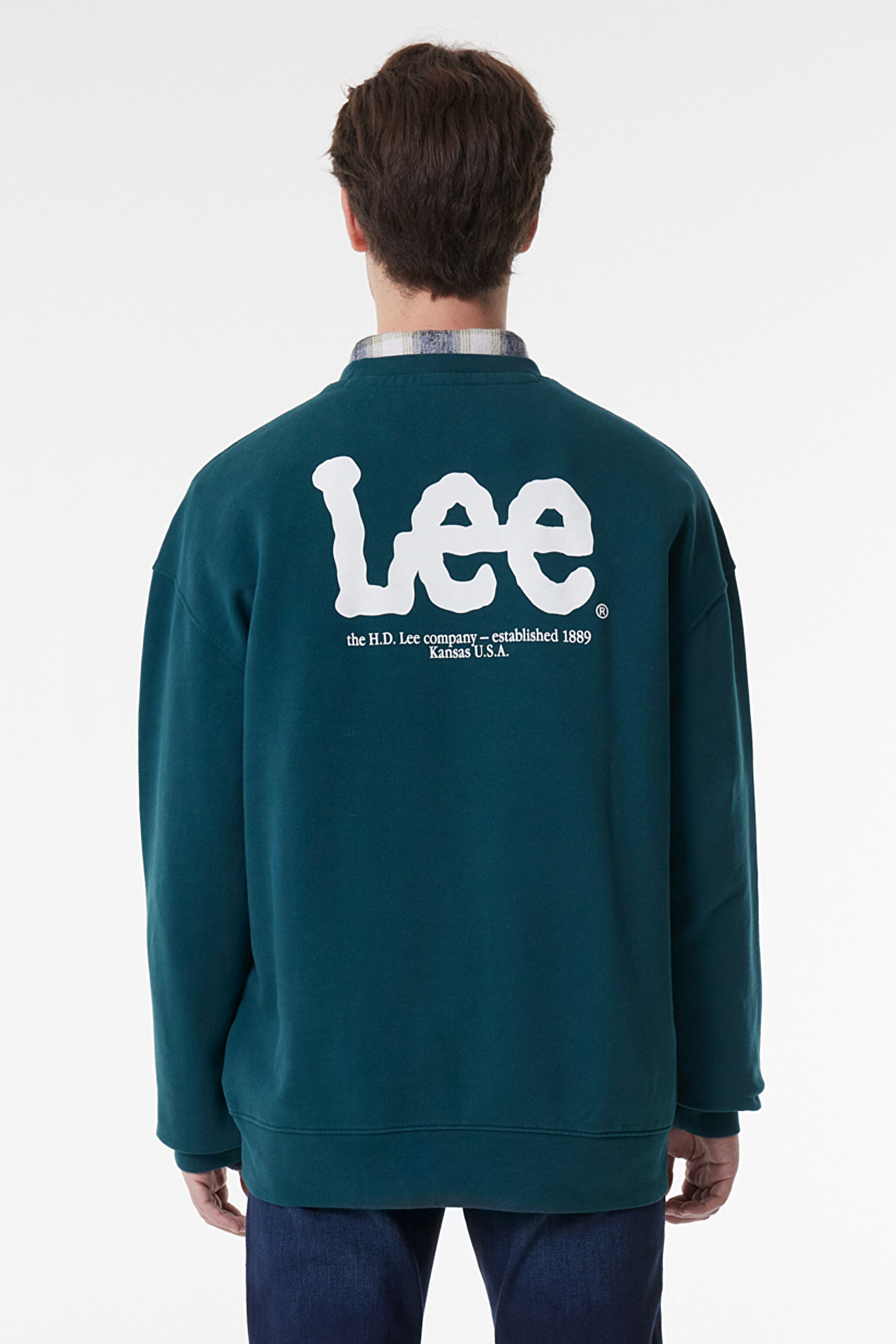 Regular Fit Normal Kesim %100 Pamuk Bisiklet Yaka Şardonlu Sweatshirt - Esmeralda-L84ITJ96 (görsel 4)