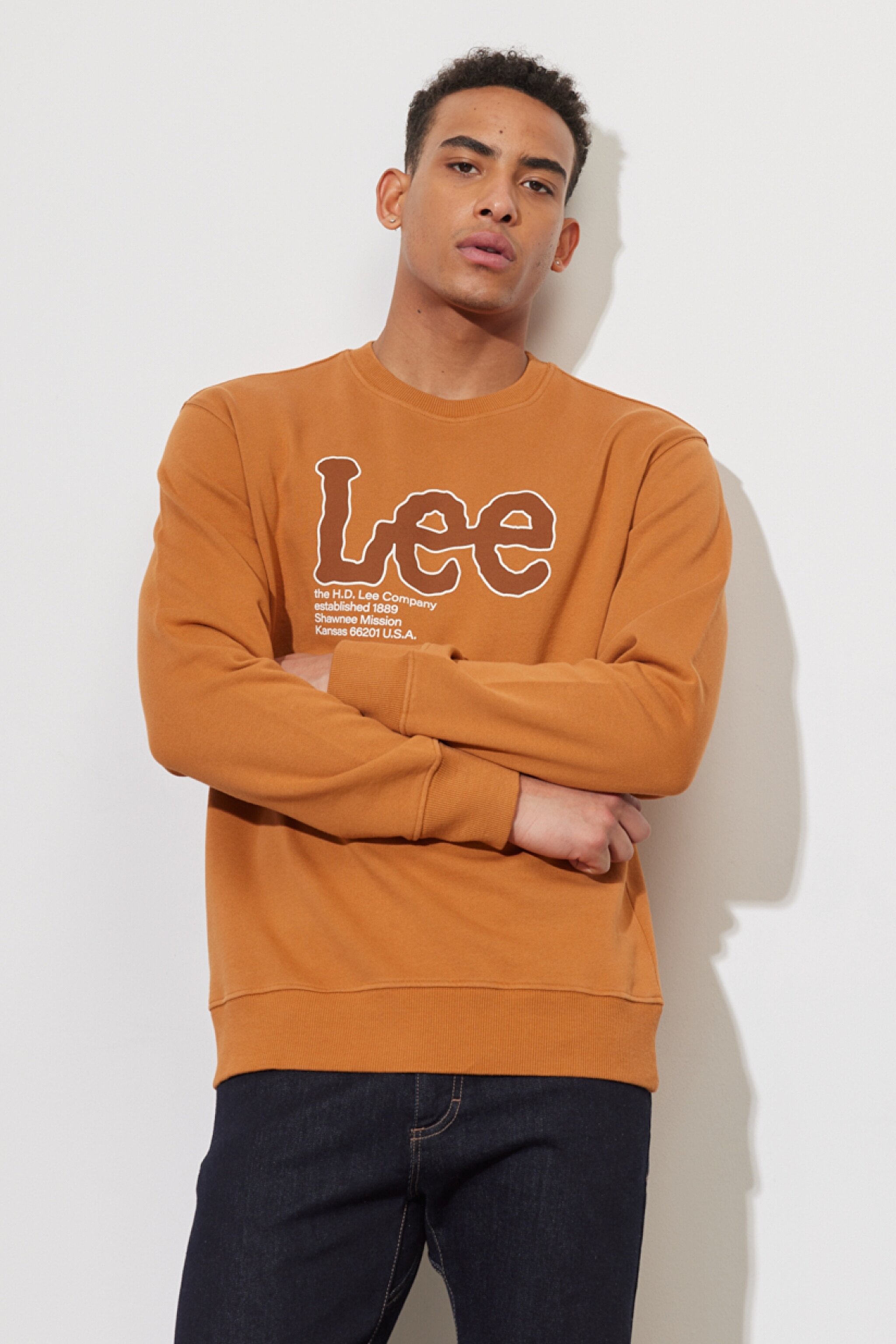 Regular Fit Normal Kesim %100 Pamuk Bisiklet Yaka Karamel Sweatshirt - Caramel-L84QTJ99 (görsel 3)