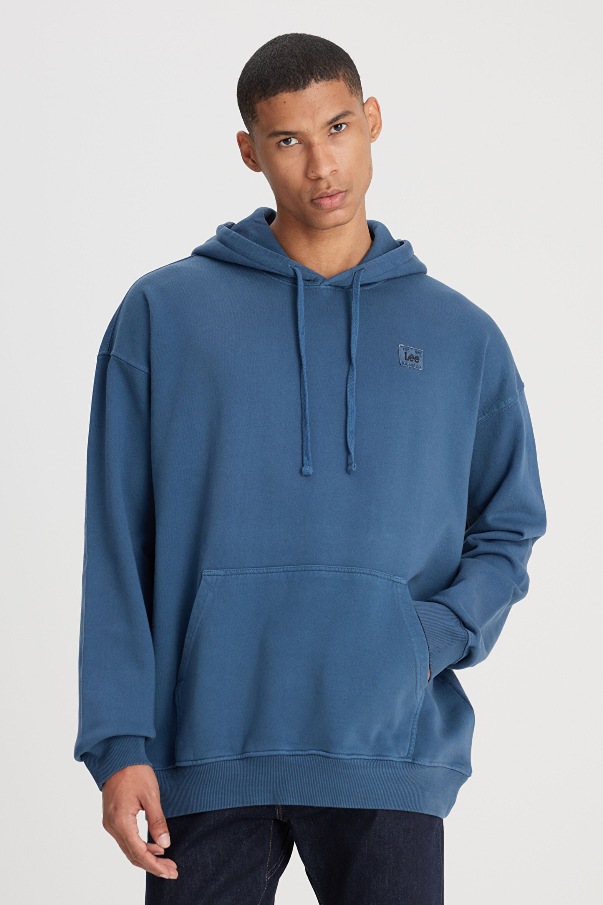 Loose Fit Rahat Kesim %100 Pamuk Kapüşonlu Şardonlu Sweatshirt