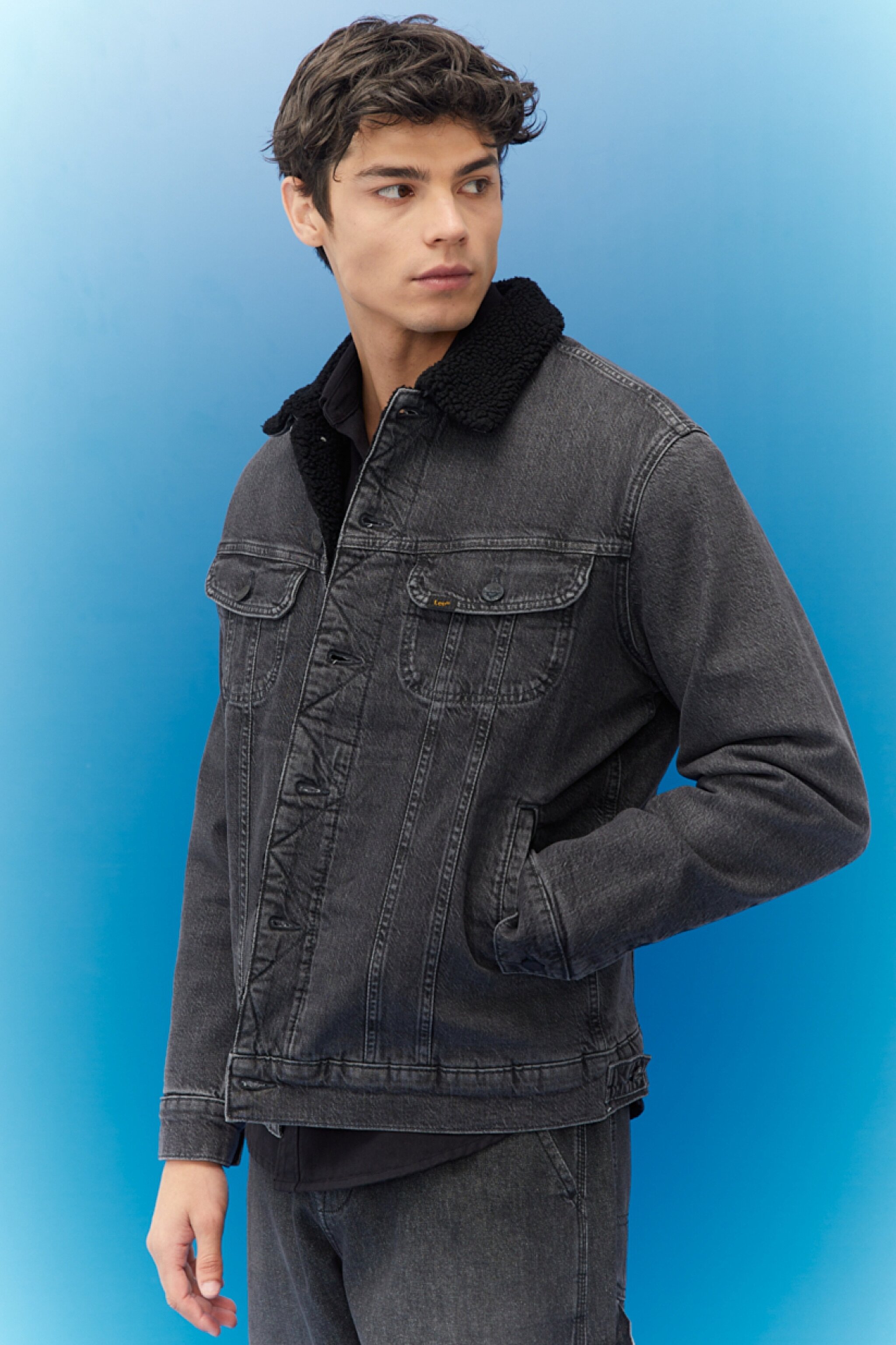 Regular Fit Normal Kesim Sherpa Jean Kot Ceket