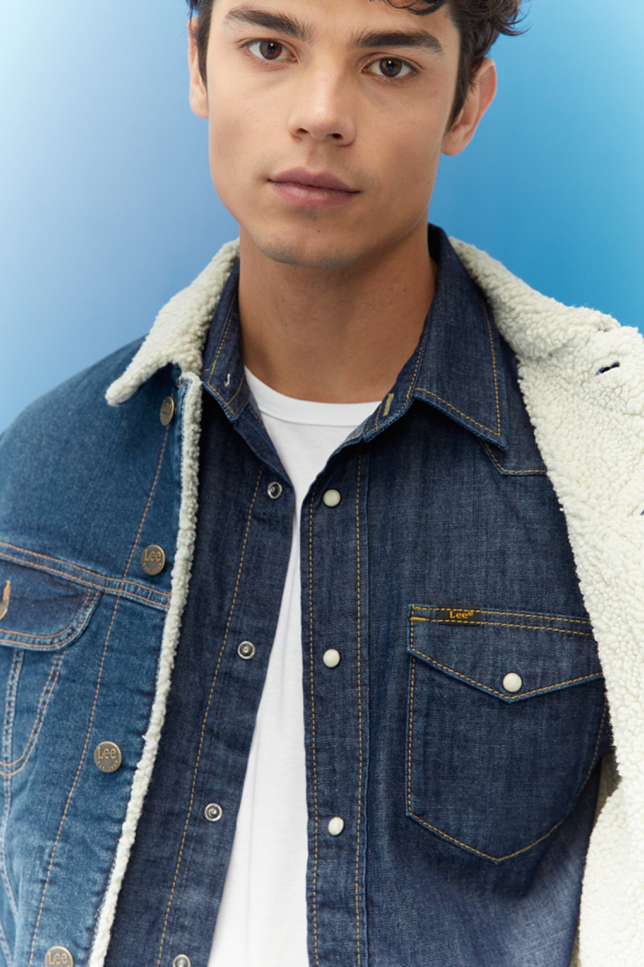Regular Fit Normal Kesim Mavi Sherpa Jean Kot Ceket - Dark Blue-L87BSQZG (görsel 4)
