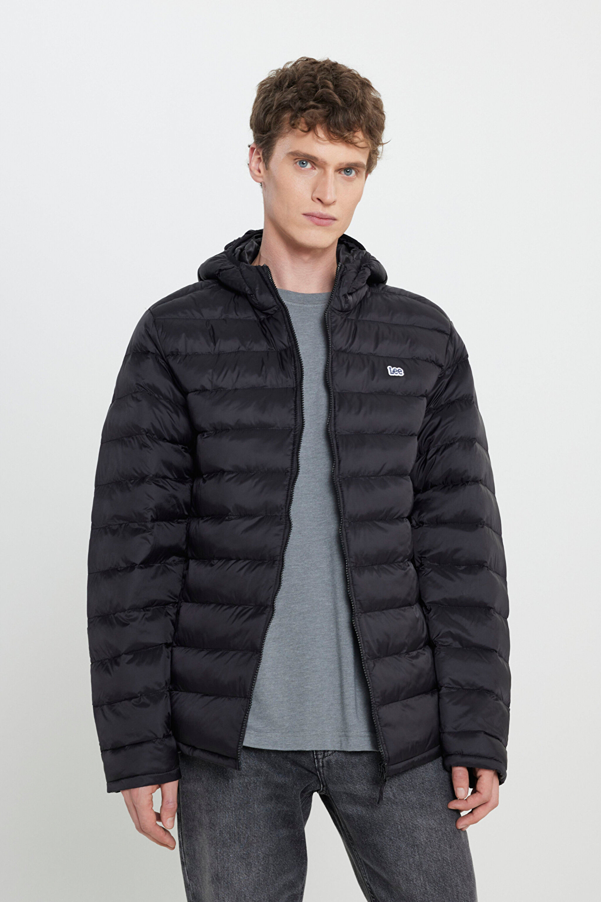 Regular Fit Normal Kesim Kapüşonlu Tam Fermuarlı Siyah Şişme Mont - Black-L87HSZ01 (görsel 2)