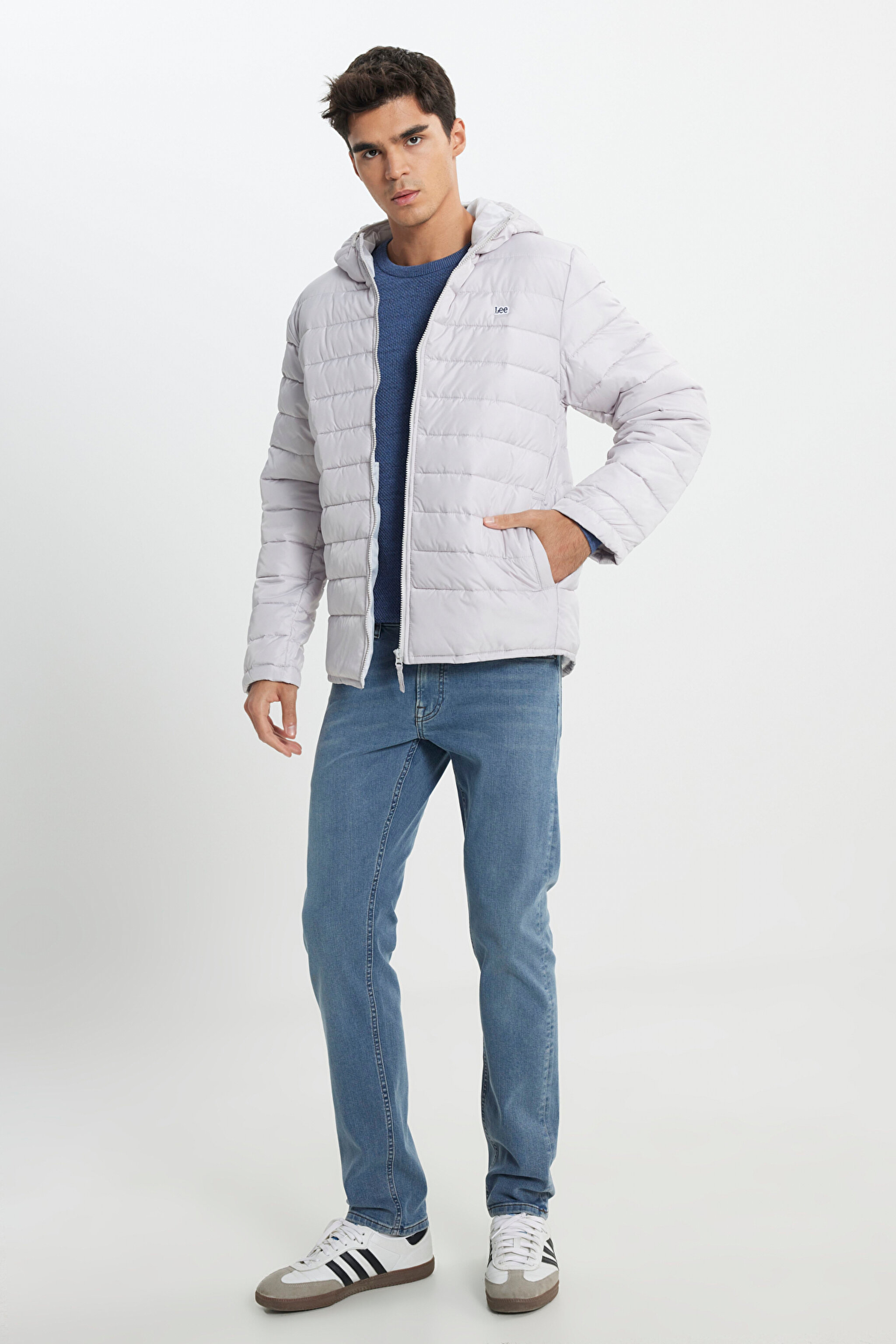 Regular Fit Normal Kesim Kapüşonlu Taş Rengi Şişme Mont