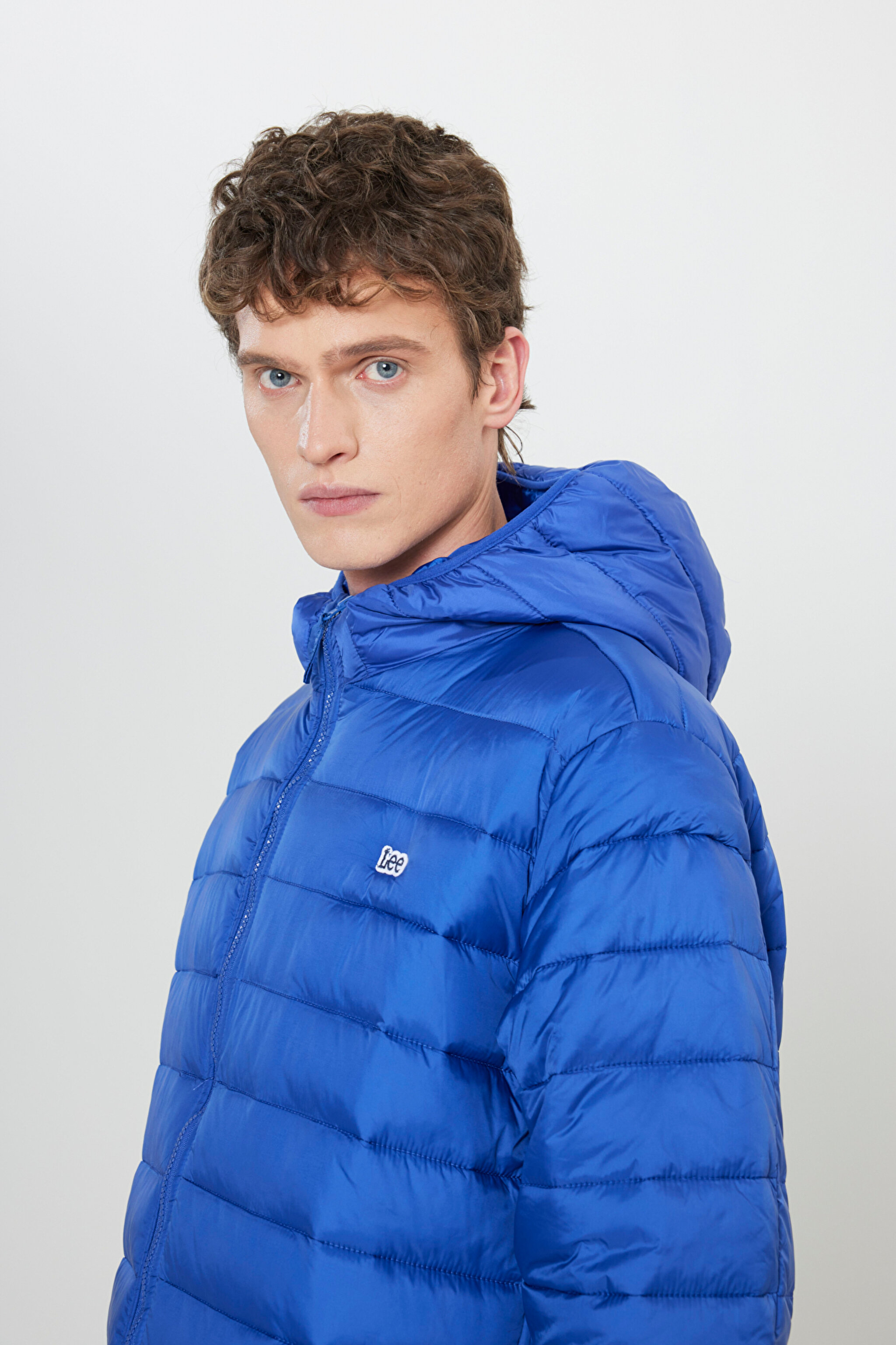 Regular Fit Normal Kesim Kapüşonlu Tam Fermuarlı Mavi Şişme Mont - Marine-L87HSZ54 (görsel 4)