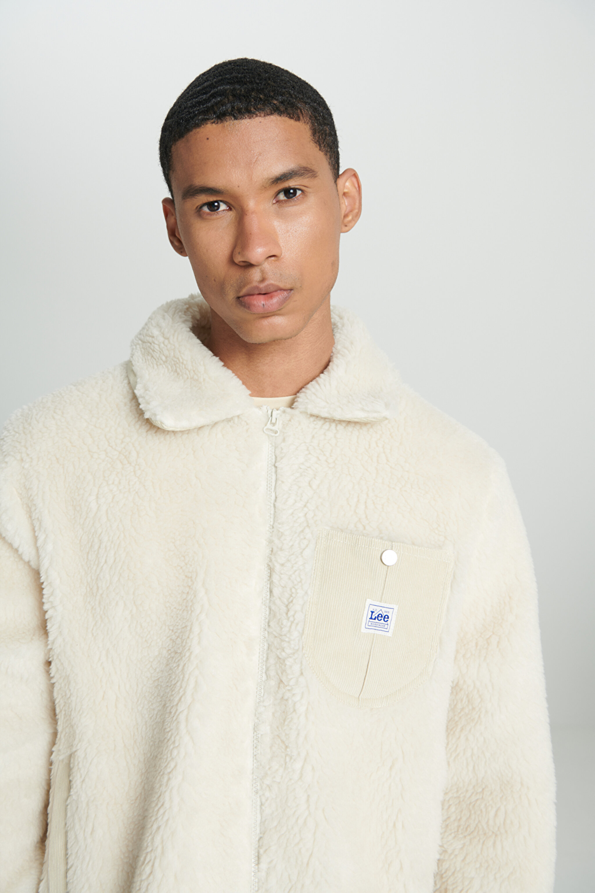 Regular Fit Normal Kesim Tam Fermuarlı Krem Sherpa Ceket - Ecru-L87RNXNQ (görsel 5)