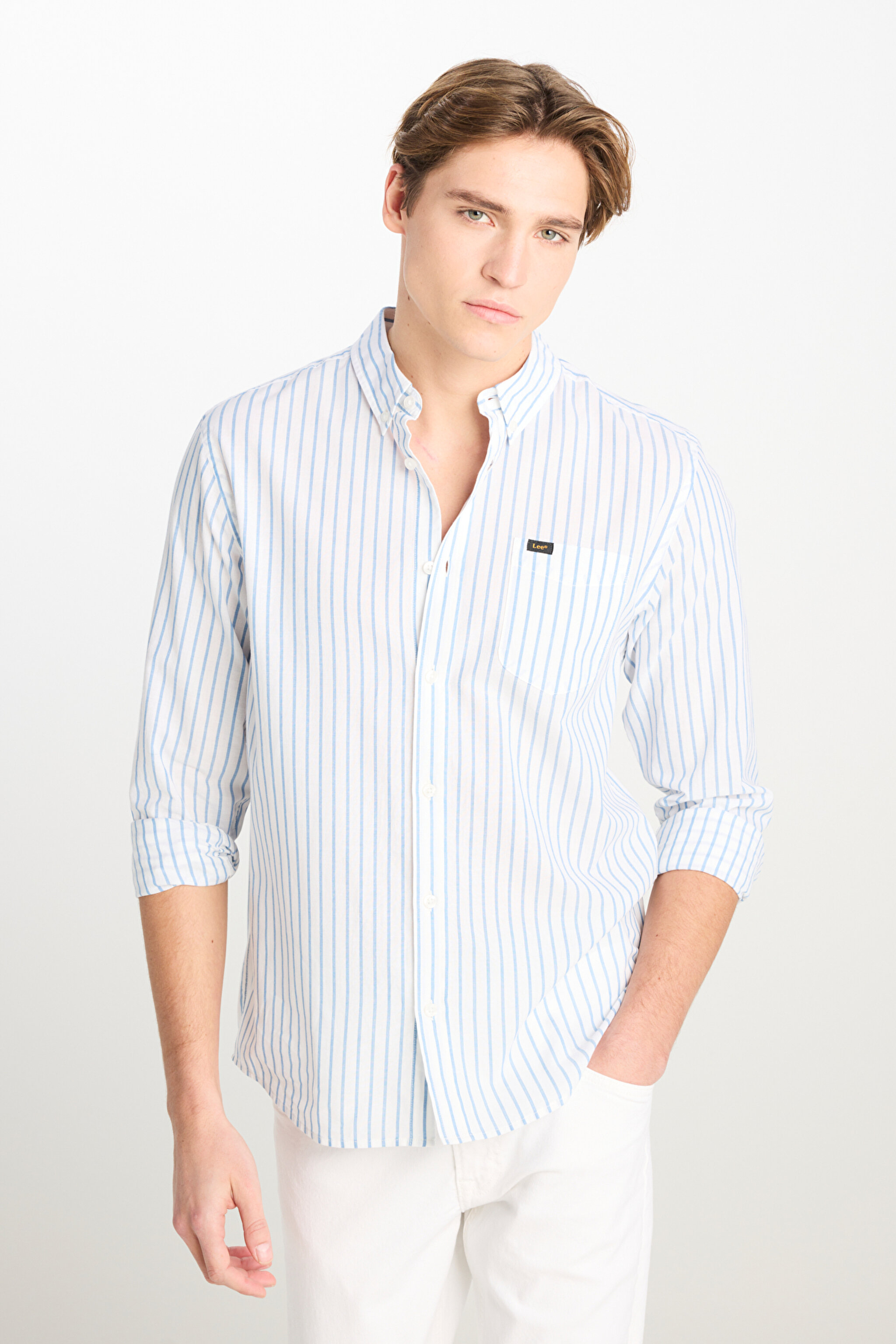 Regular Fit Normal Kesim %100 Pamuk Beyaz Gömlek - Bright White-L880201934LJ (görsel 4)