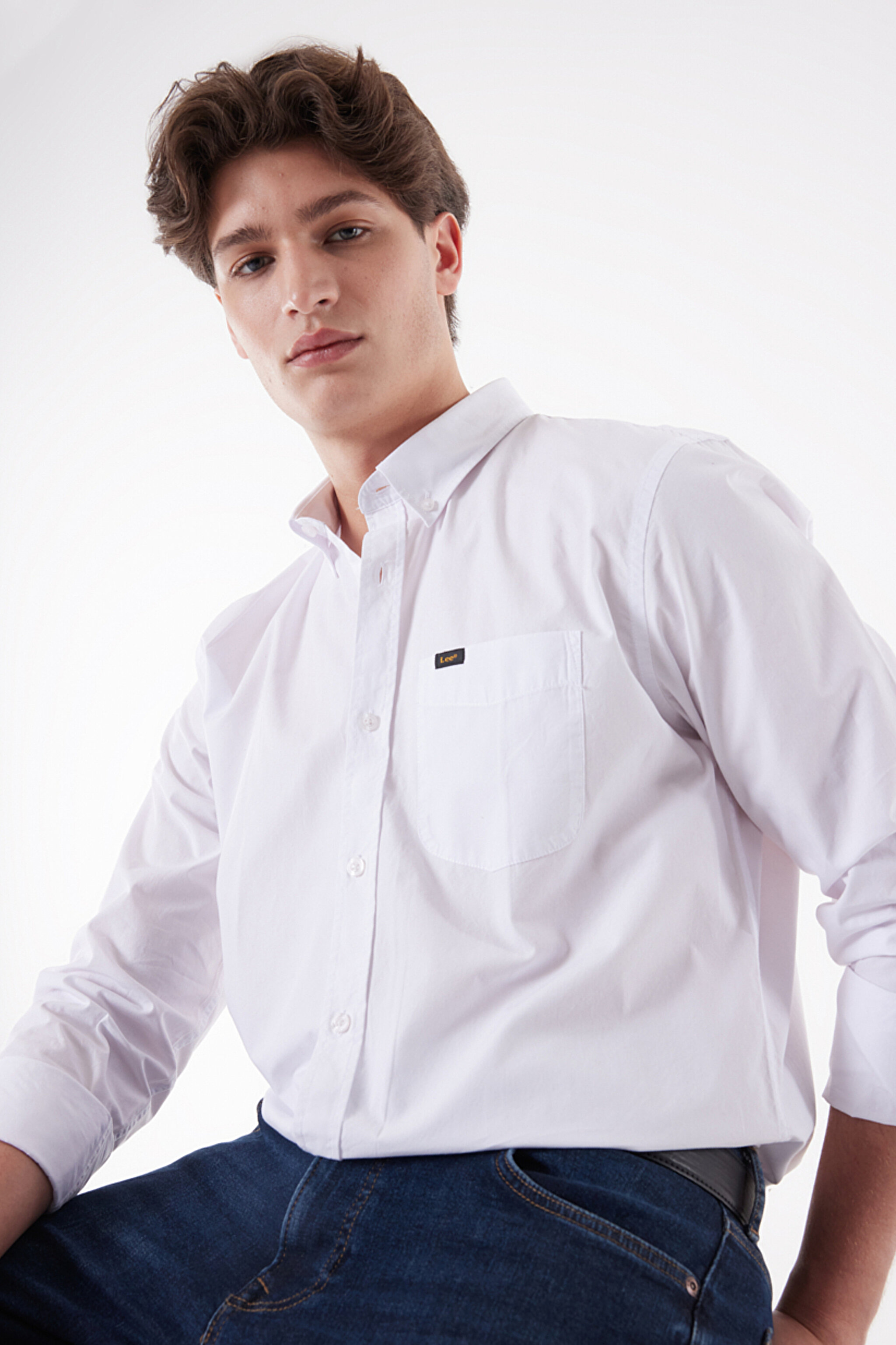 Regular Fit Normal Kesim %100 Pamuk Uzun Kollu Gömlek - White-L880JK12 (görsel 2)