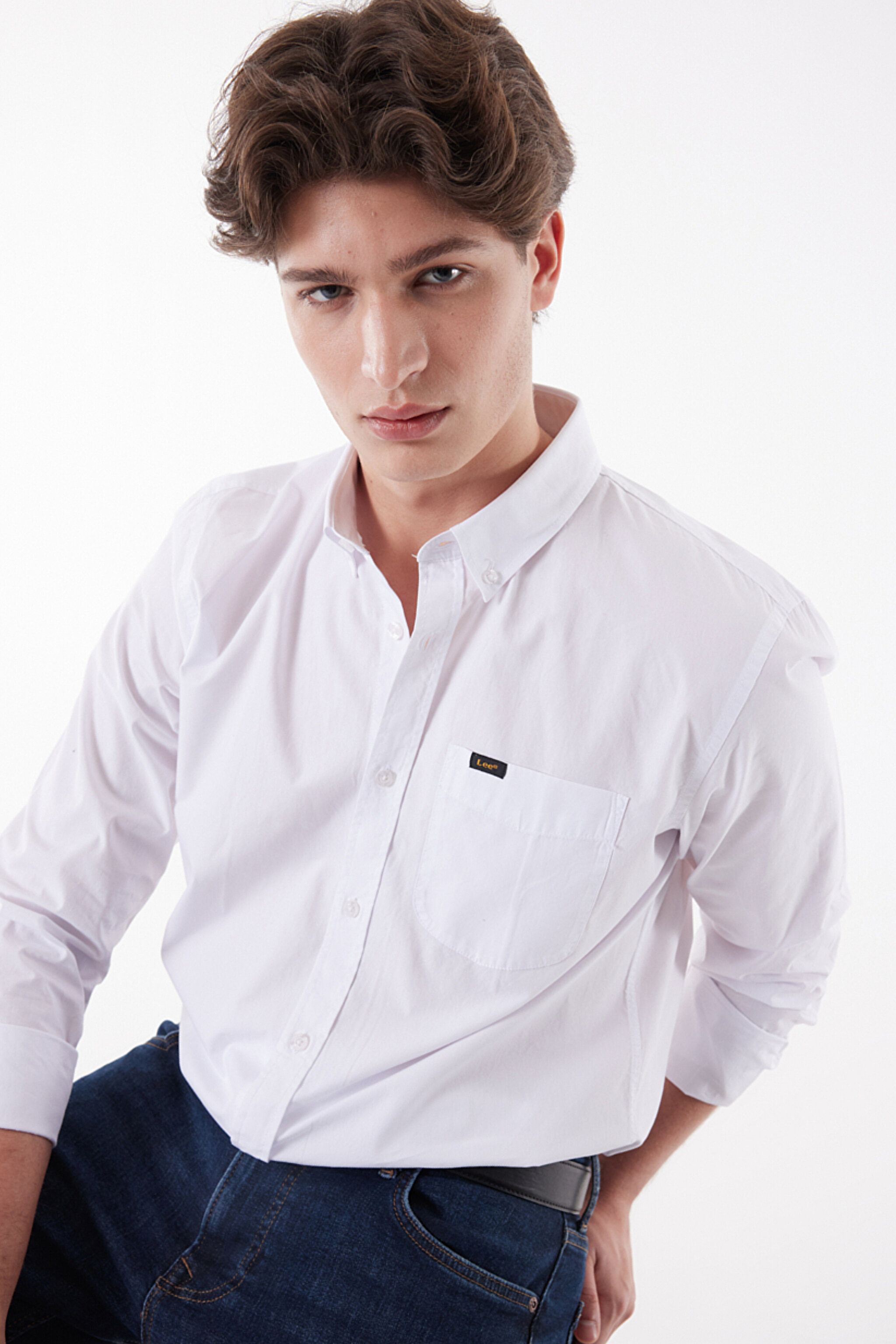 Regular Fit Normal Kesim %100 Pamuk Uzun Kollu Gömlek - White-L880JK12 (görsel 3)