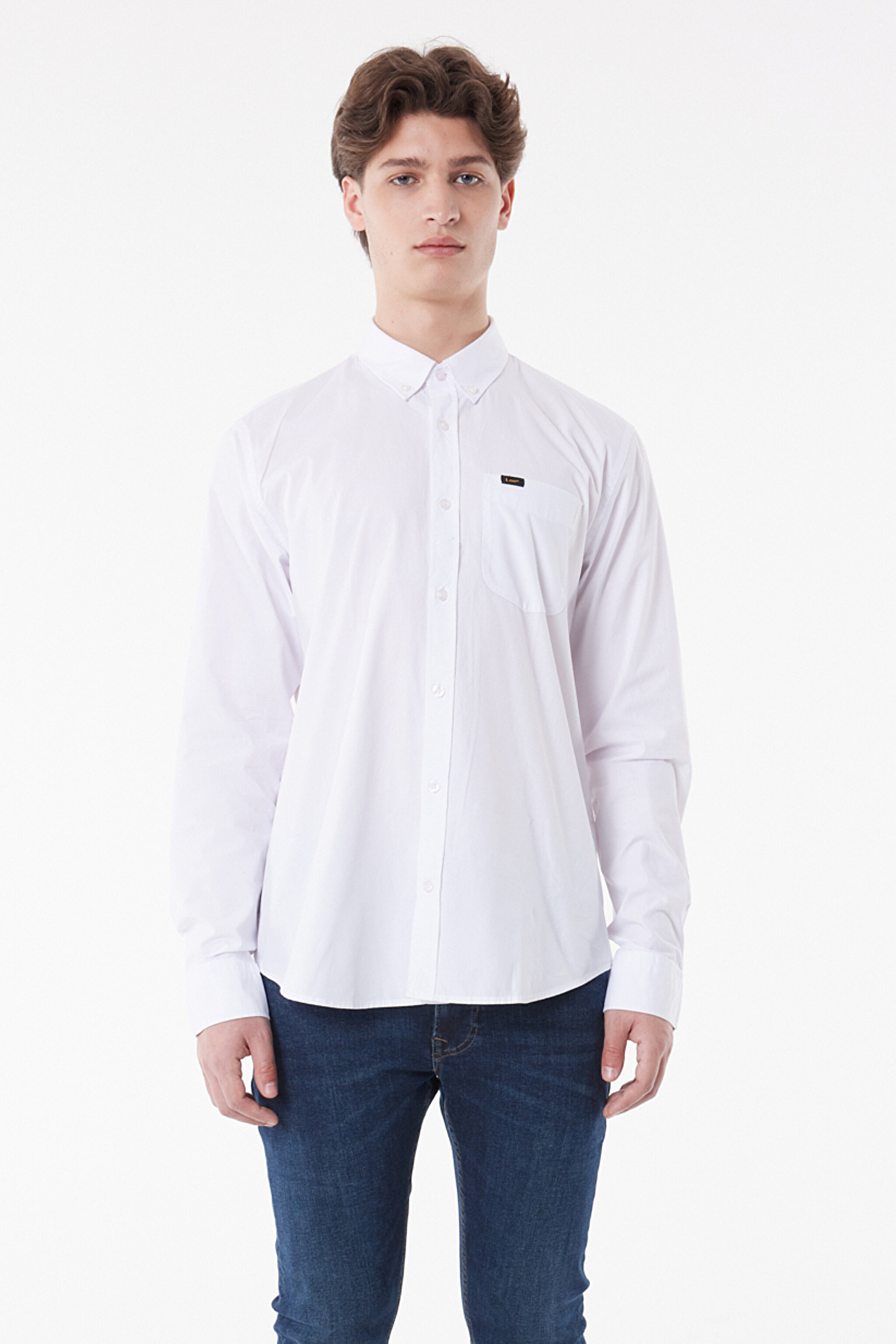 Regular Fit Normal Kesim %100 Pamuk Uzun Kollu Gömlek - White-L880JK12 (görsel 4)