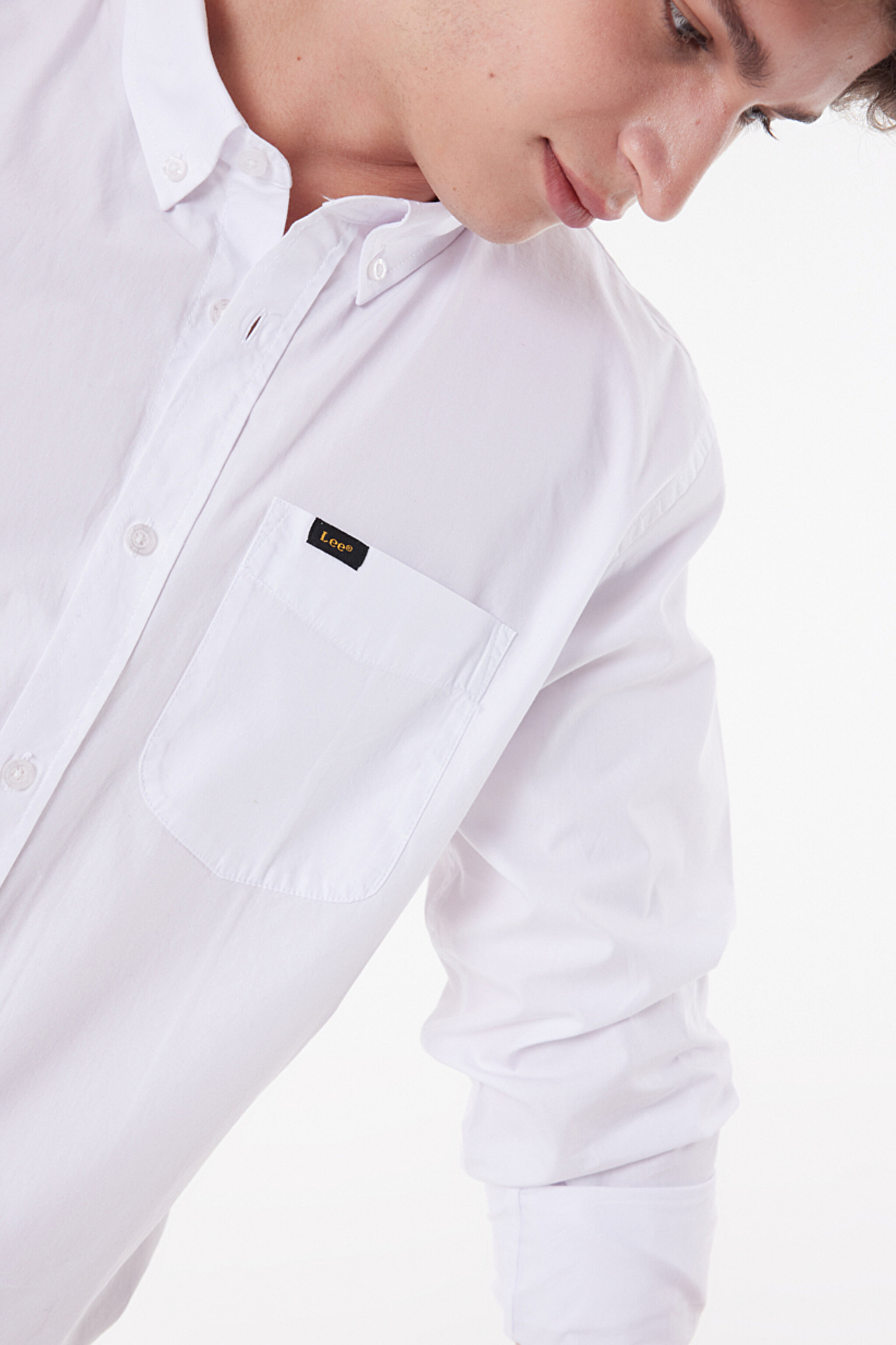 Regular Fit Normal Kesim %100 Pamuk Uzun Kollu Gömlek - White-L880JK12 (görsel 5)