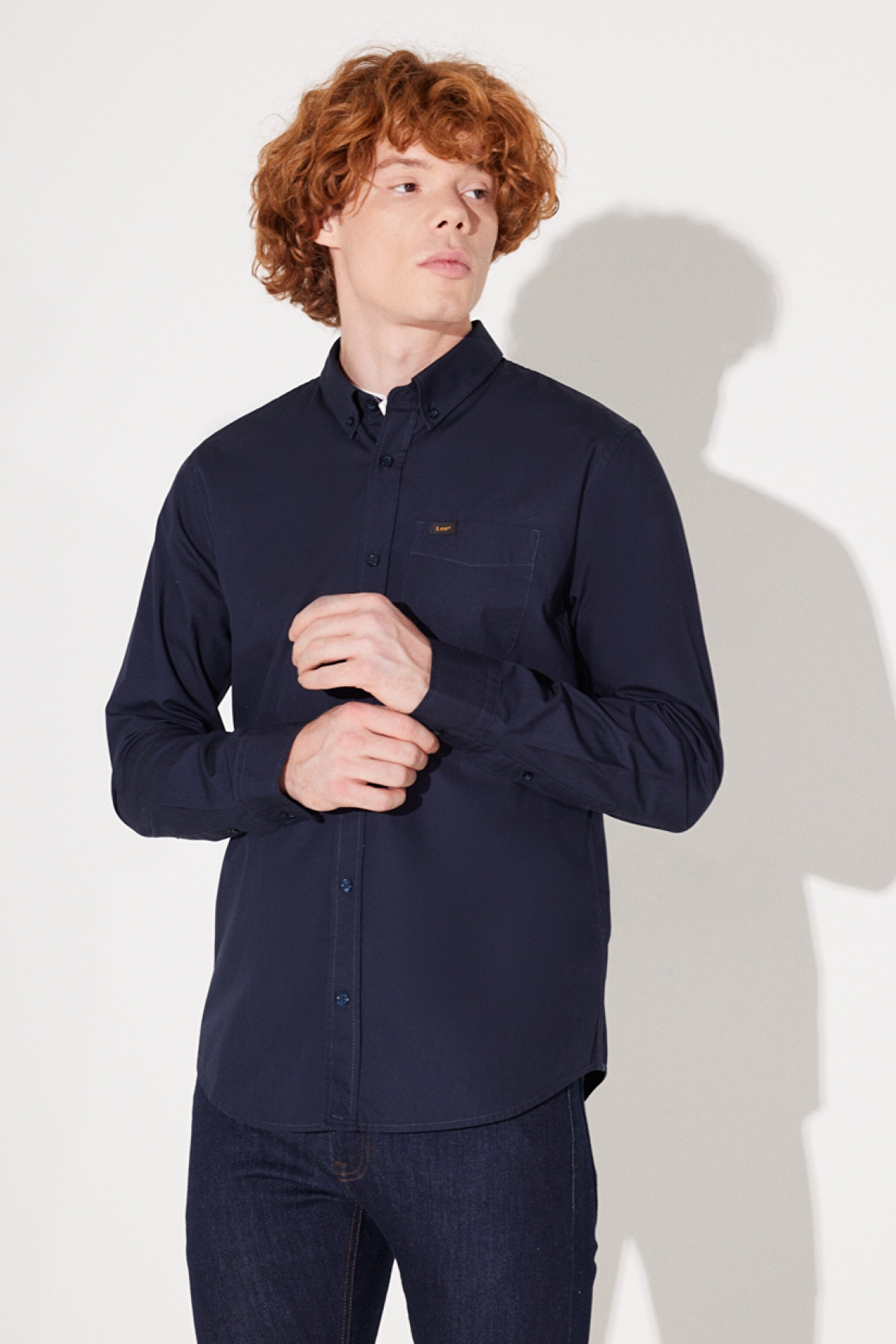 Regular Fit Normal Kesim %100 Pamuk Uzun Kollu Gömlek - Navy-L880JK35