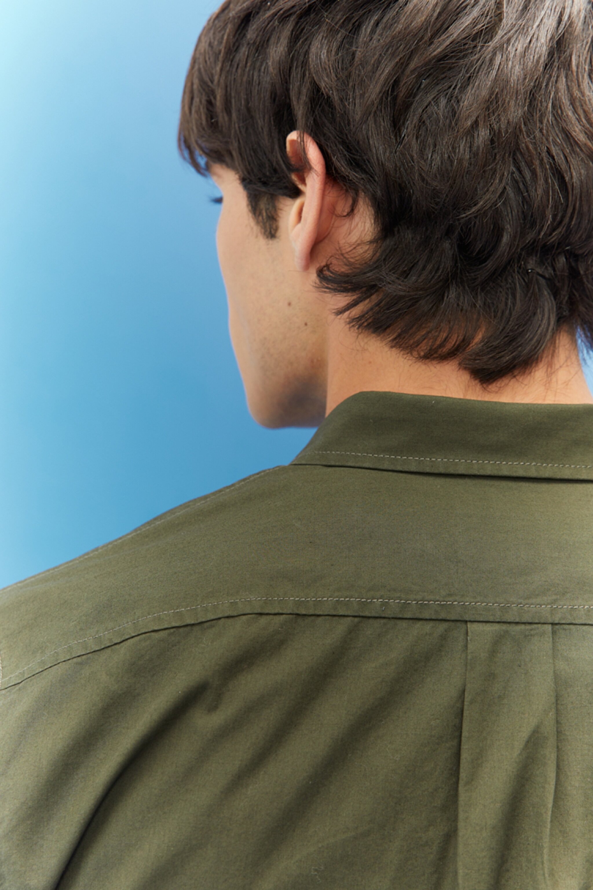 Regular Fit Normal Kesim %100 Pamuk Uzun Kollu Gömlek - Dark Khaki-L880JKOJ (görsel 5)