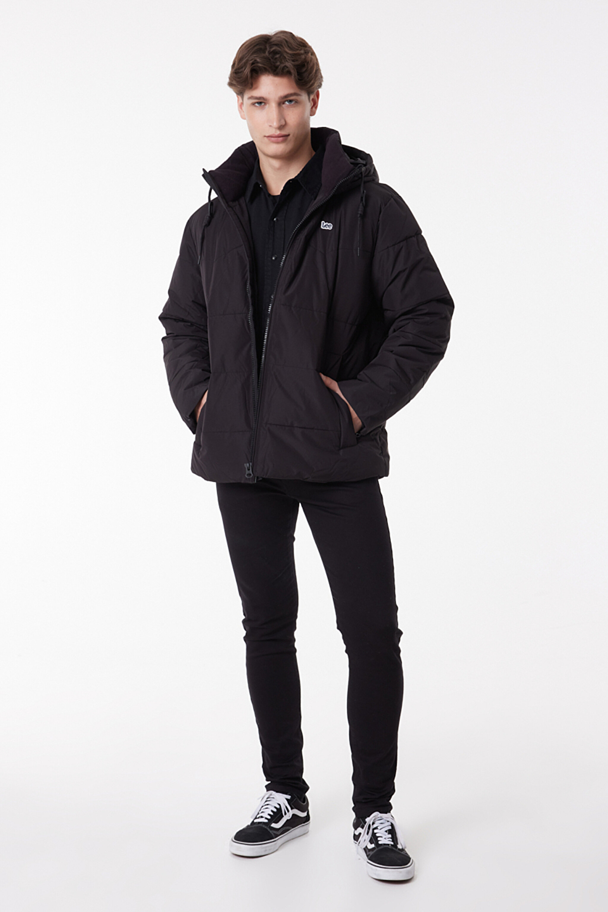 Regular Fit Normal Kesim Kapüşonlu Siyah Şişme Mont - Black-L88BNY01