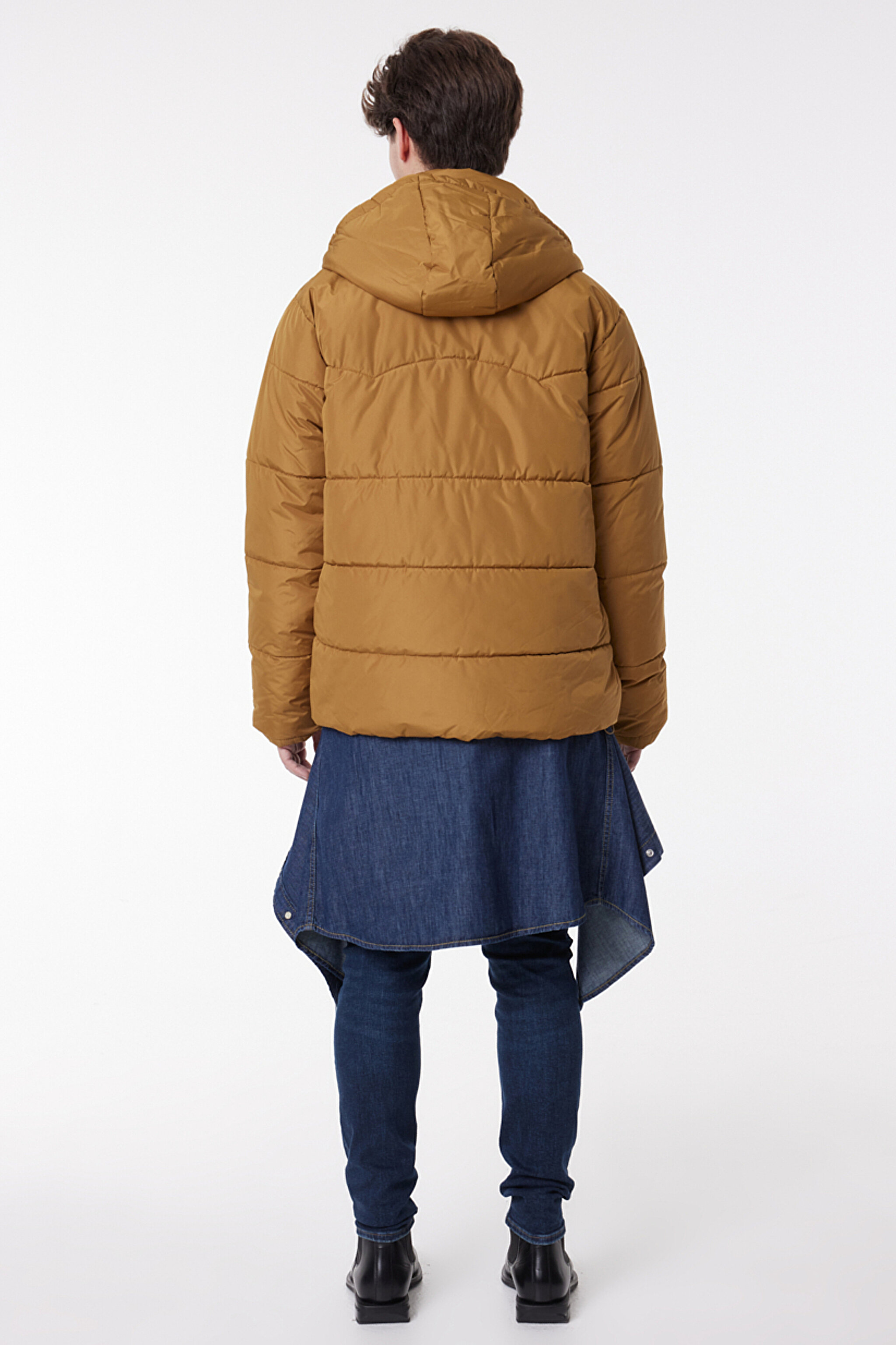 Regular Fit Normal Kesim Kapüşonlu Hardal Şişme Mont - Mustard-L88BNY210 (görsel 5)