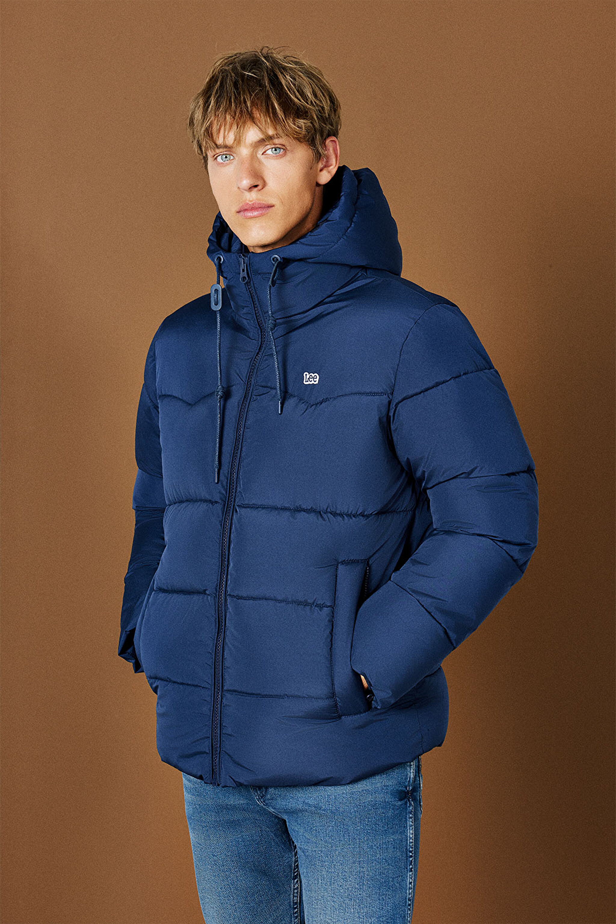 Regular Fit Normal Kesim Kapüşonlu Lacivert Şişme Mont