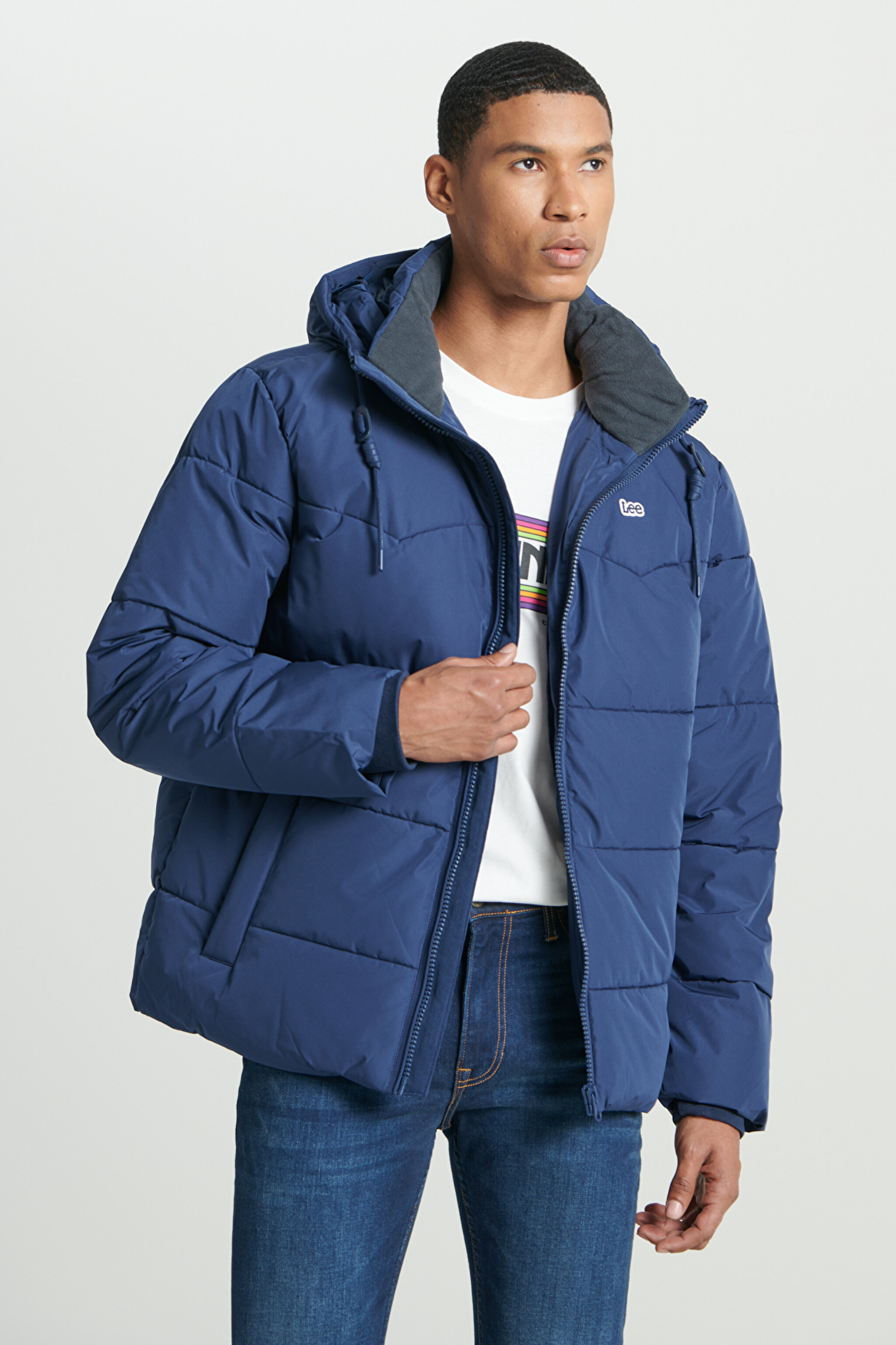 Regular Fit Normal Kesim Kapüşonlu Lacivert Şişme Mont - Navy-L88BNY35 (görsel 2)