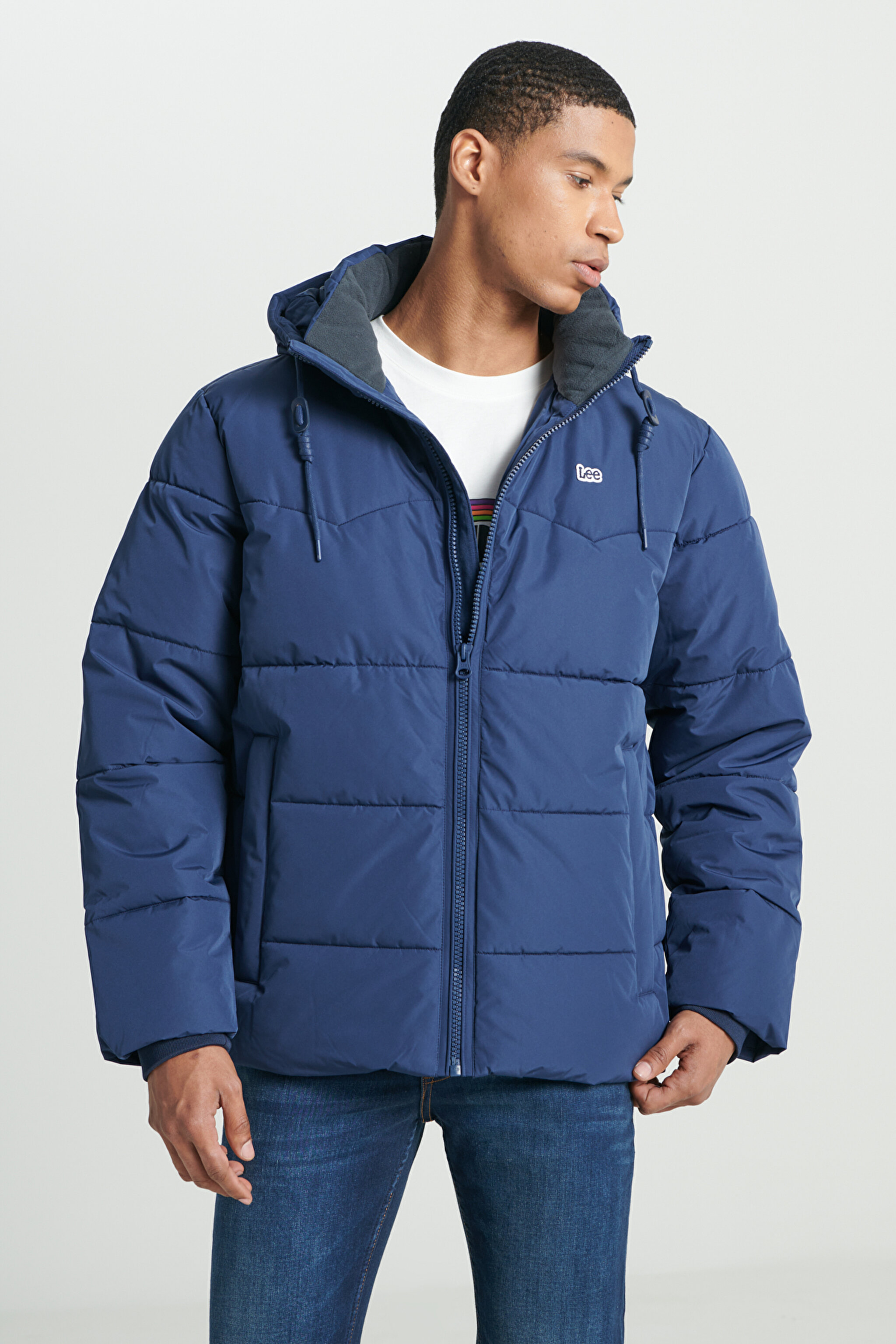 Regular Fit Normal Kesim Kapüşonlu Lacivert Şişme Mont - Navy-L88BNY35 (görsel 4)