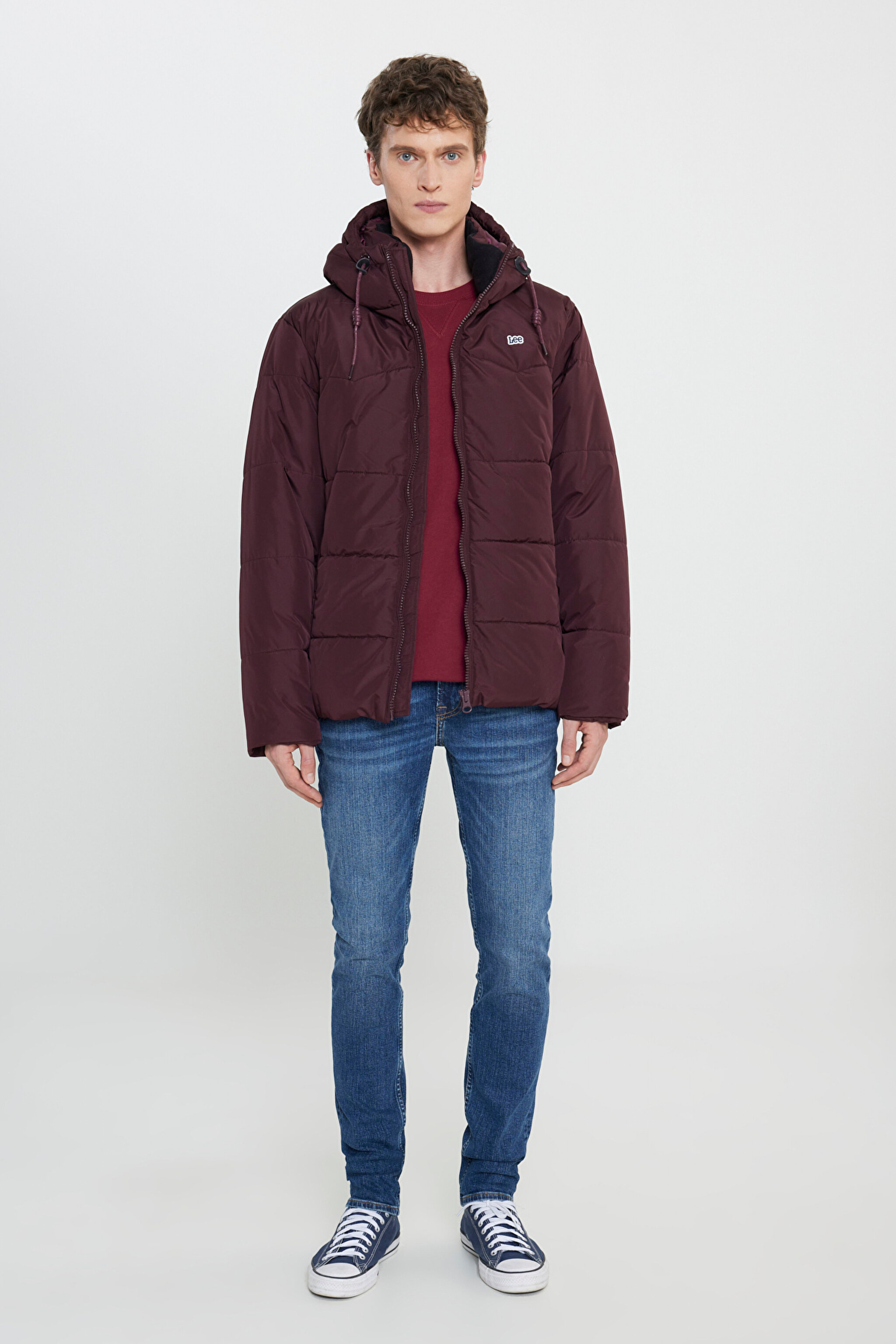Regular Fit Normal Kesim Kapüşonlu Bordo Şişme Mont - Bordoeux-L88BNY800 (görsel 3)