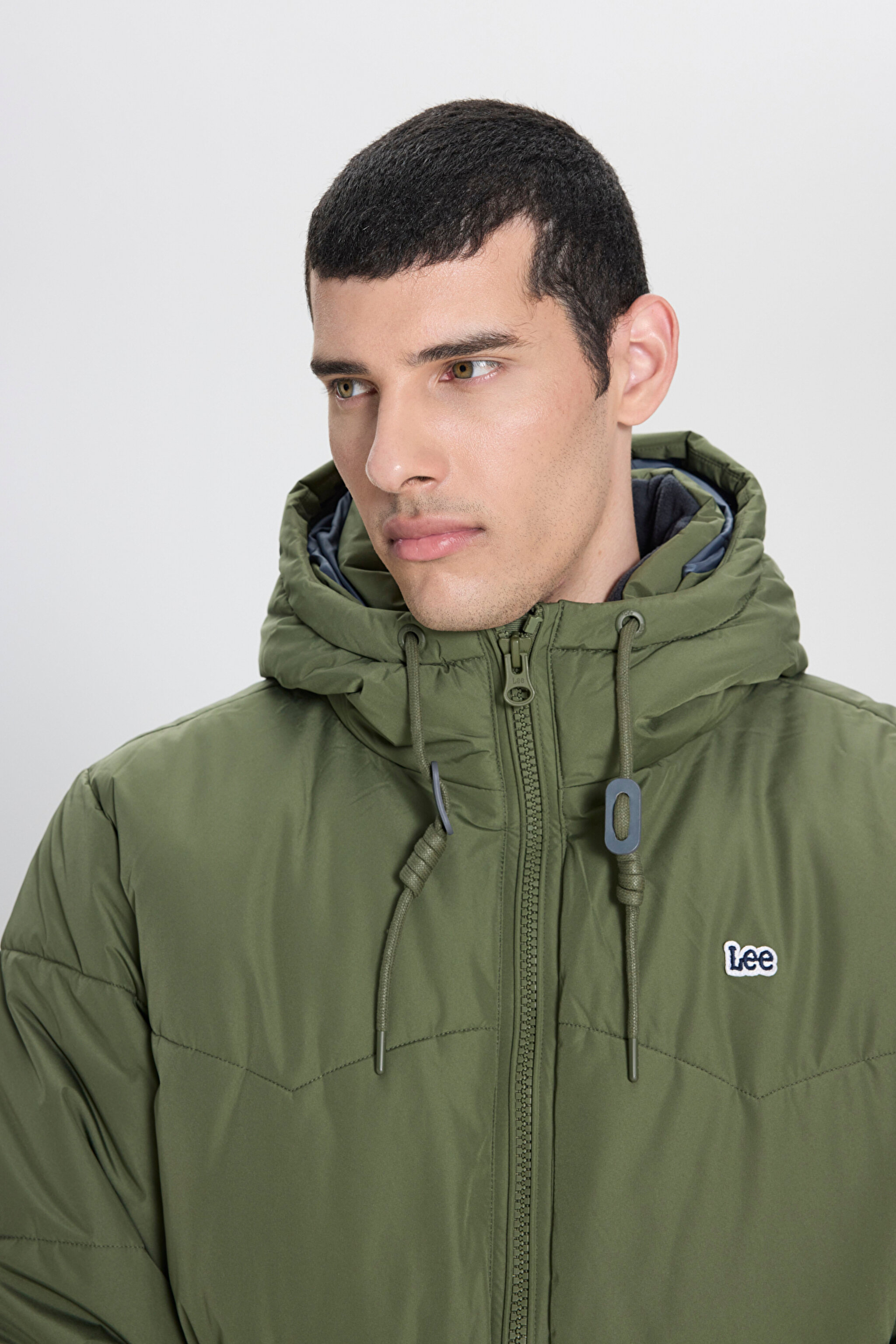 Regular Fit Normal Kesim Kapüşonlu Yeşil Şişme Mont - Olive Grove-L88BNYA61 (görsel 7)