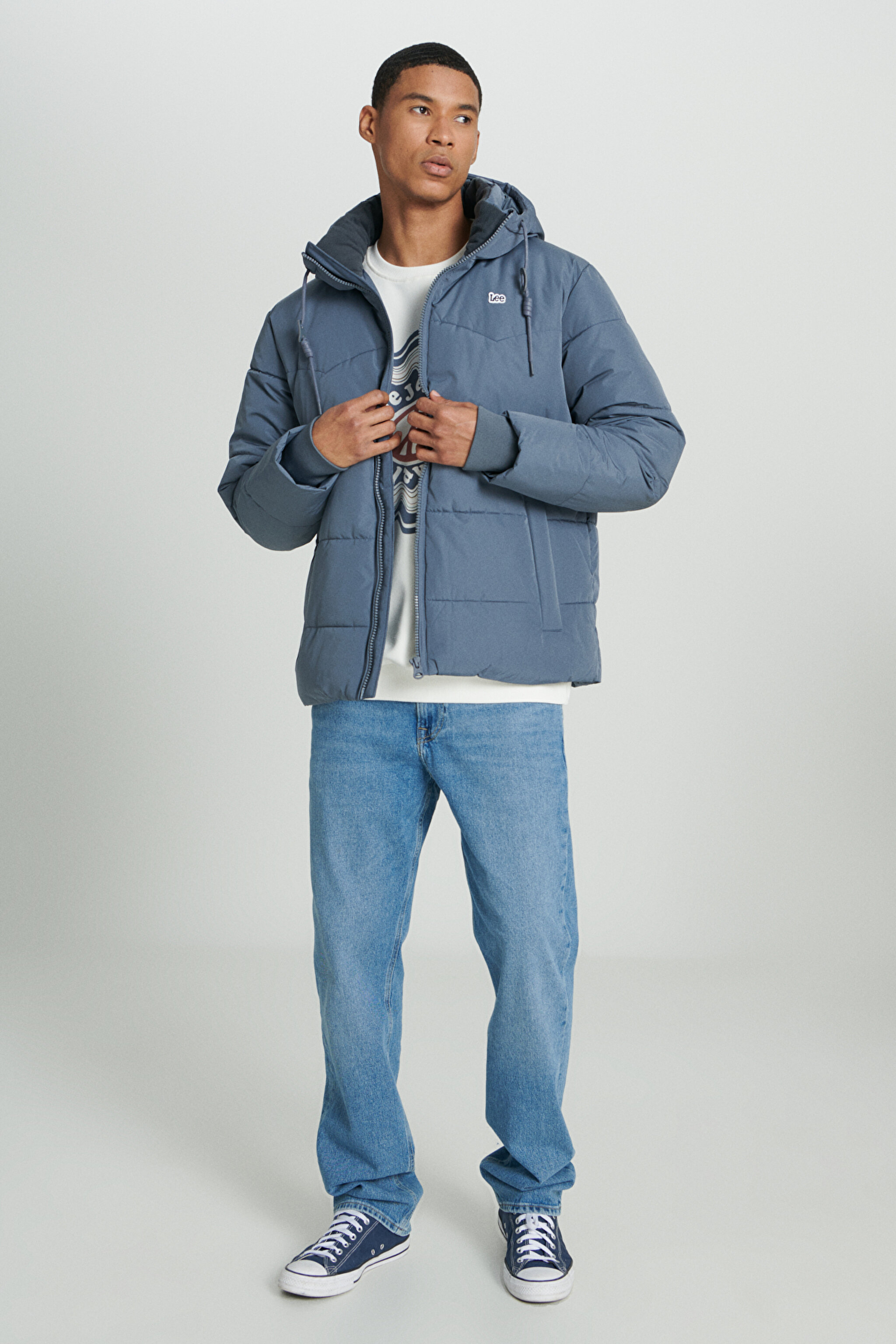 Regular Fit Normal Kesim Kapüşonlu Gri Şişme Mont - Taint Grey-L88BNYA66 (görsel 3)