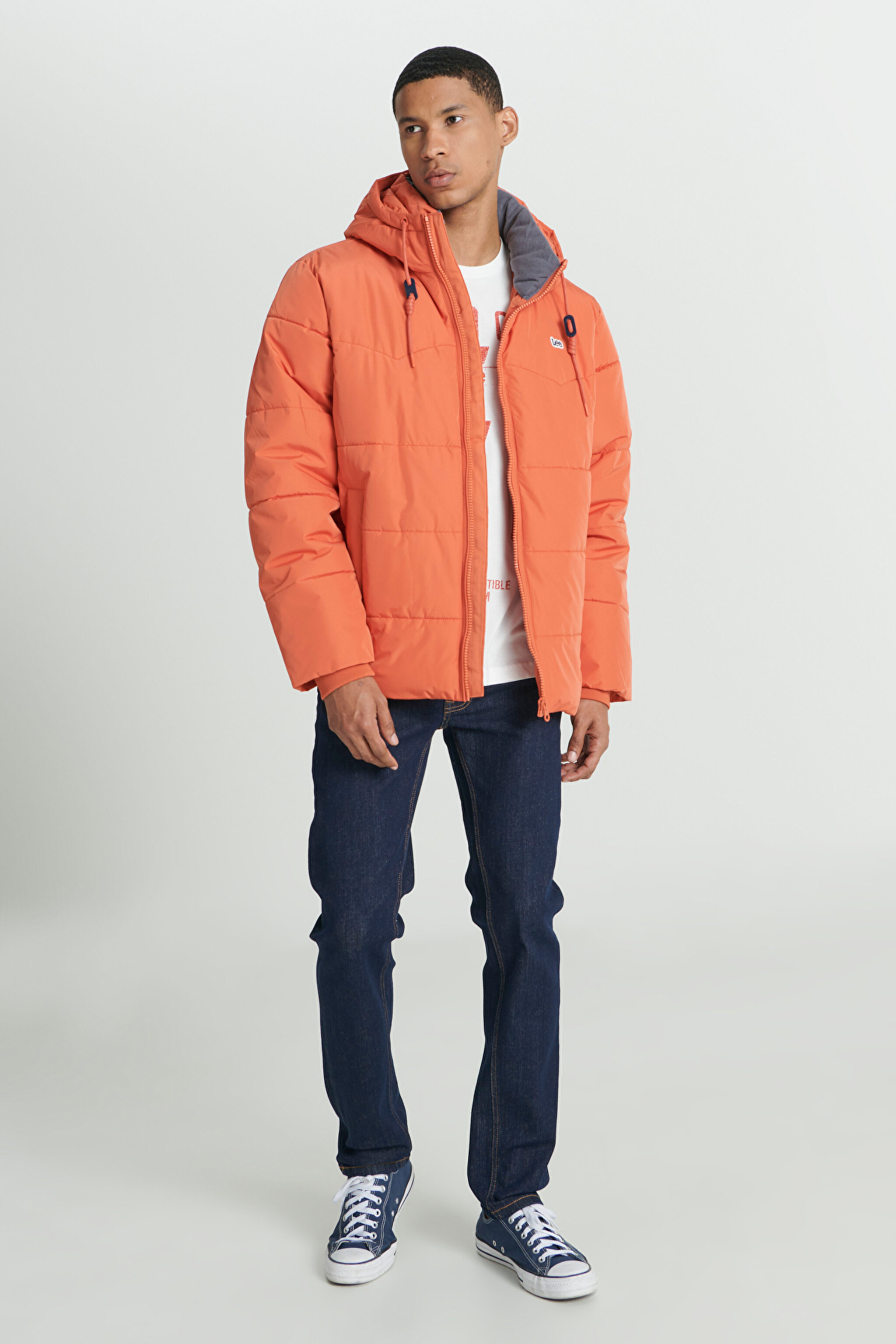 Regular Fit Normal Kesim Kapüşonlu Turuncu Şişme Mont - Orange-L88BNYBH (görsel 4)