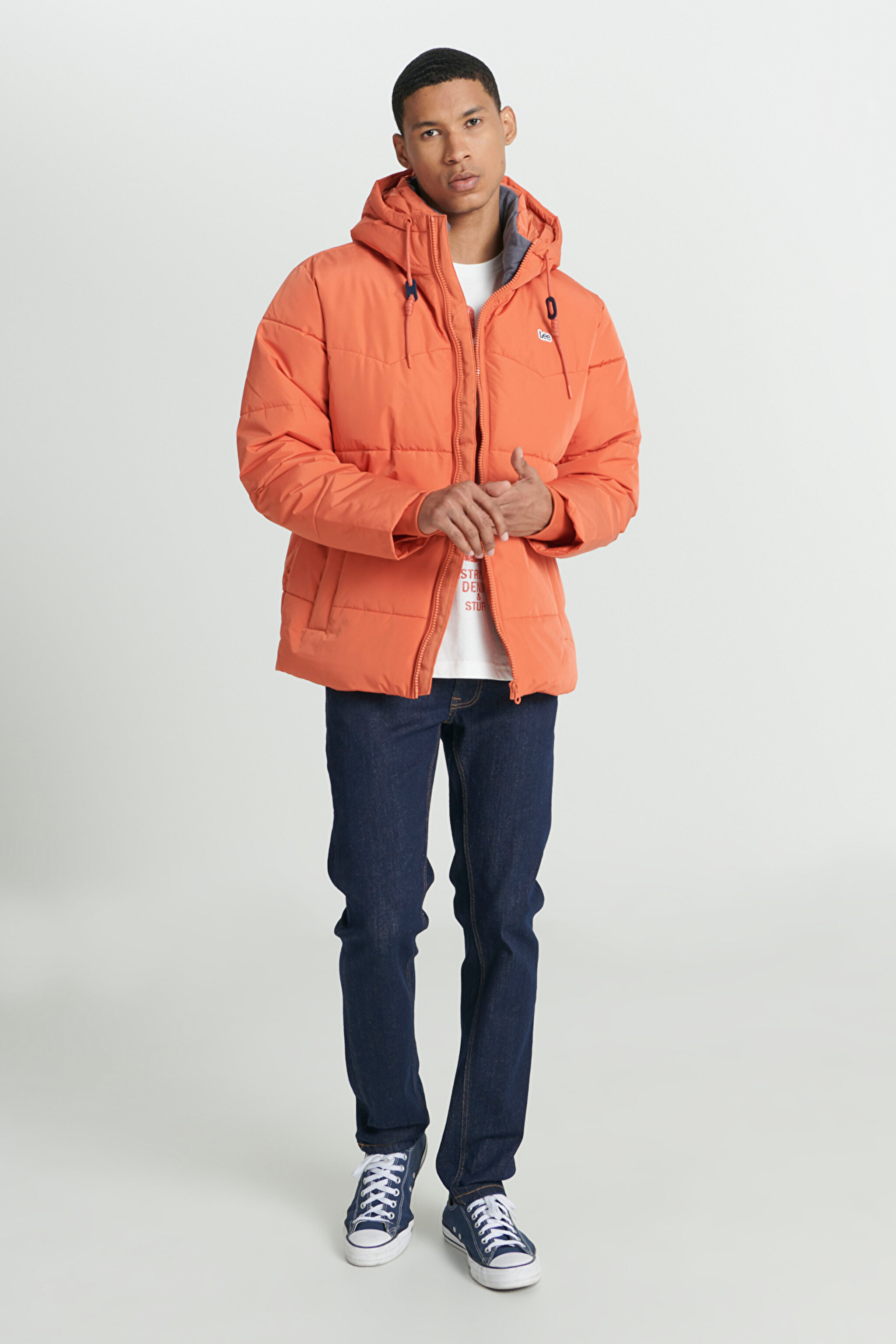 Regular Fit Normal Kesim Kapüşonlu Turuncu Şişme Mont - Orange-L88BNYBH (görsel 5)