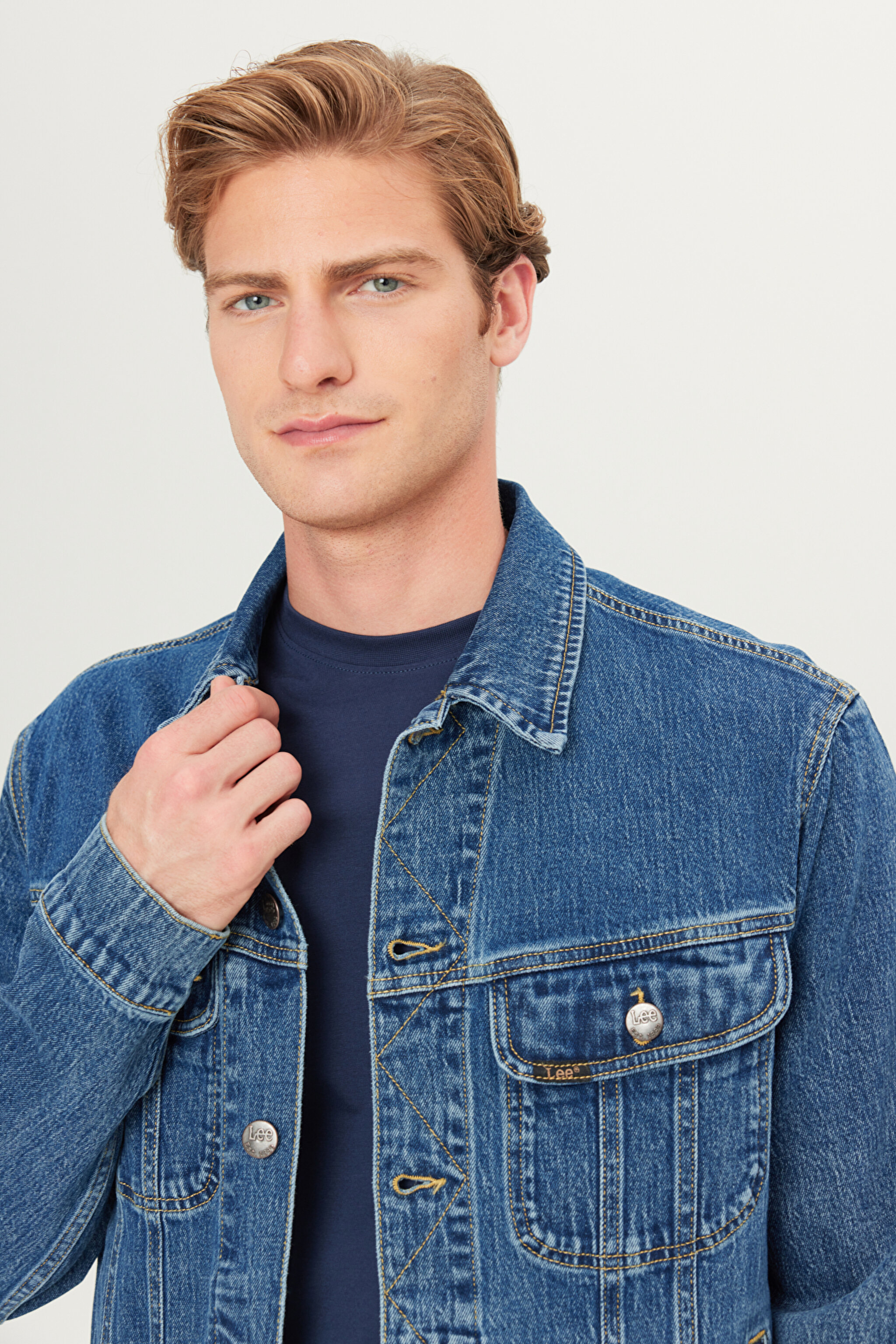 Regular Fit Normal Kesim Pamuklu Esnek İndigo Jean Denim Ceket - Mid Indigo-L89Z00002381 (görsel 4)
