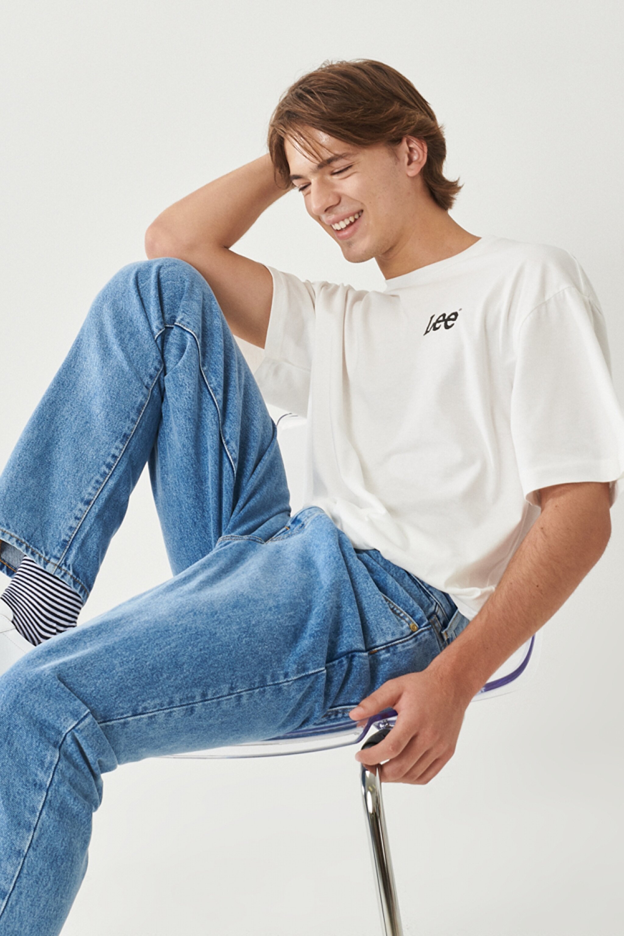 STBA Erkek Relaxed Loose Fit %100 Pamuk Yüksek Bel Açık Mavi Jean Kot Pantolon - Light Blue-L906012404 (görsel 3)