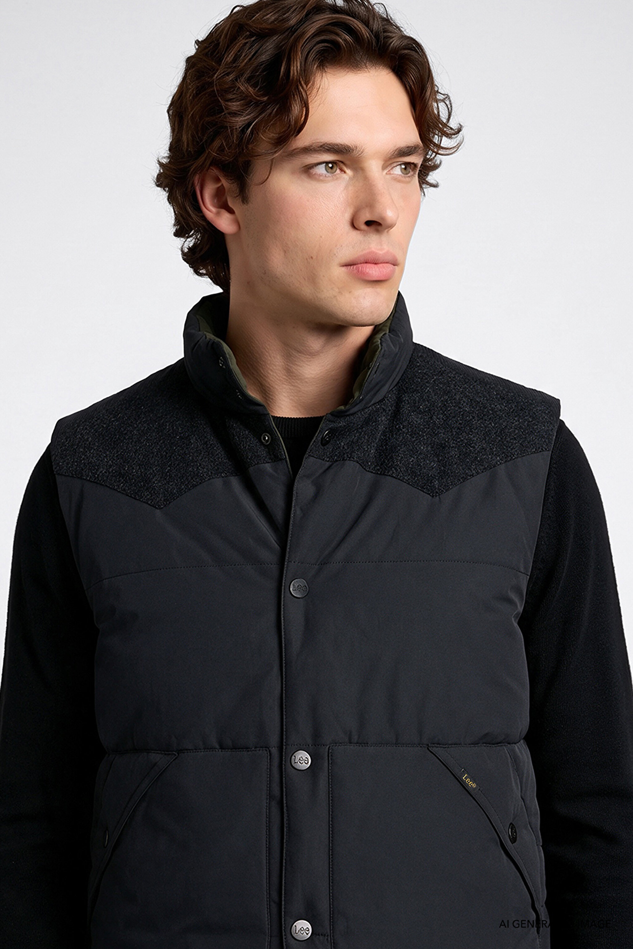 Regular Fit Normal Kesim Çift Kullanımlı Deve Tüyü Şişme Yelek - Black-LD507064001 (görsel 4)