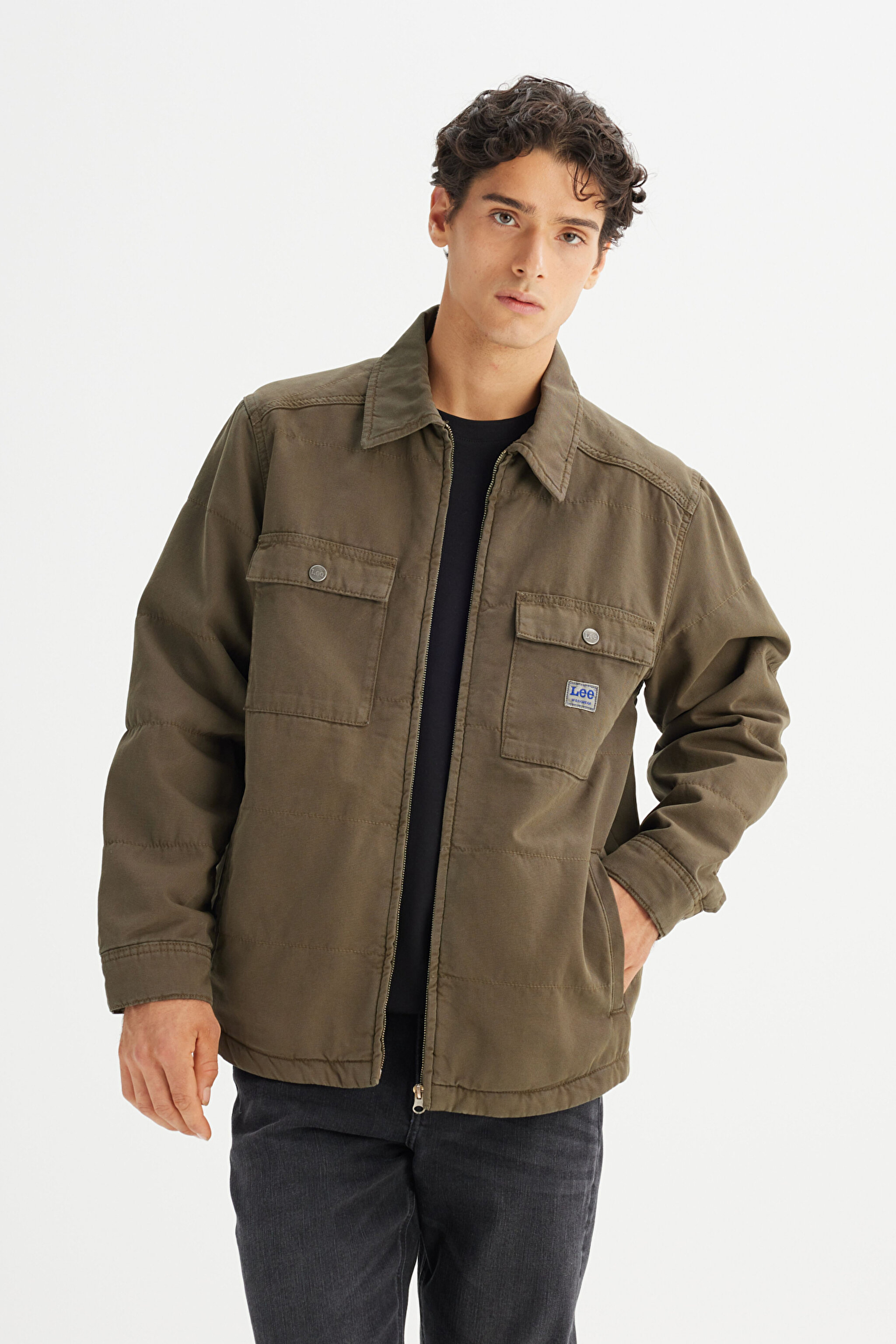 %100 Pamuk Regular Fit Normal Kesim Workwear Haki Ceket