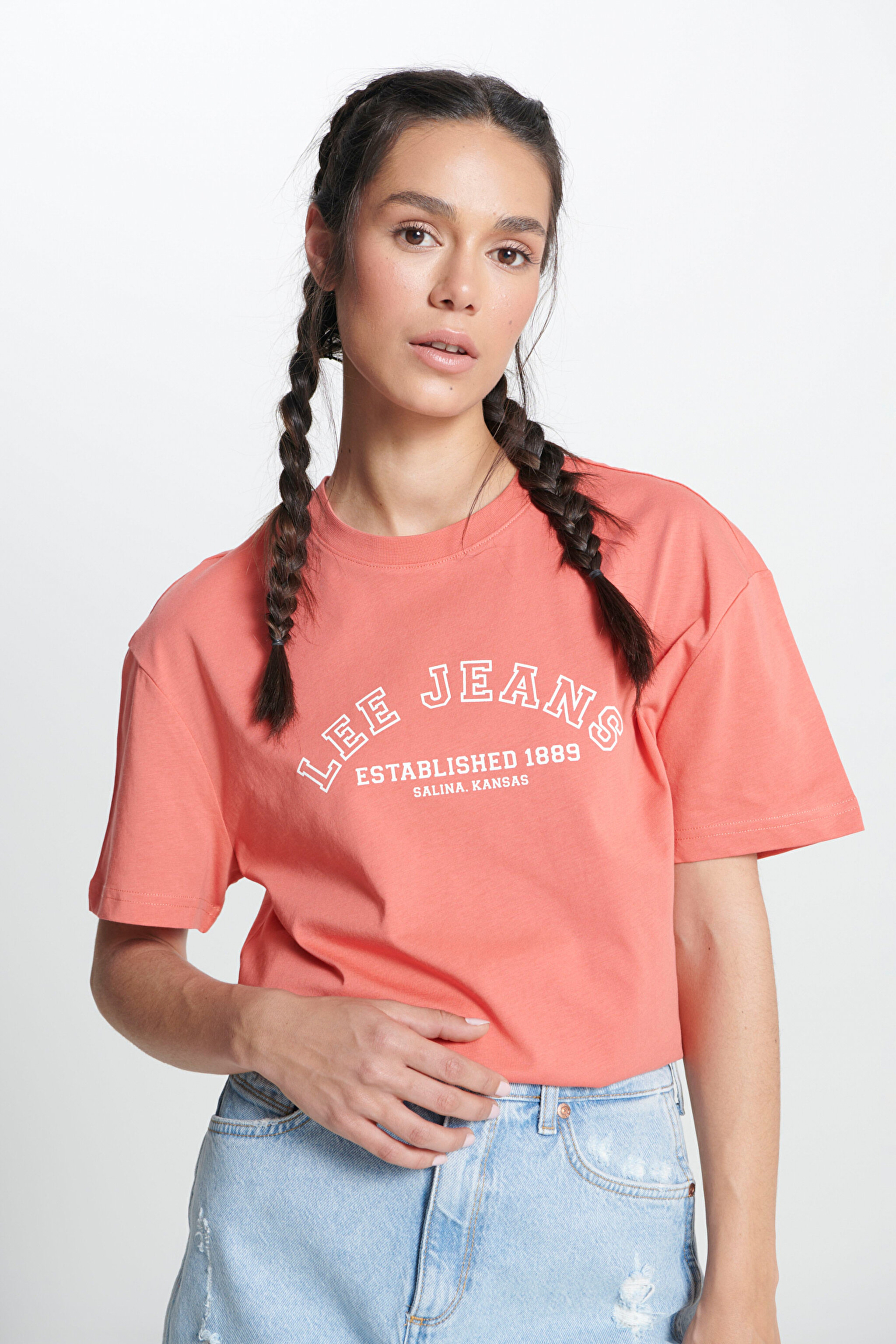 Regular Fit Normal Kesim Bisiklet Yaka %100 Pamuk Turuncu Tişört - Poppy-LI04EHX1TOB50