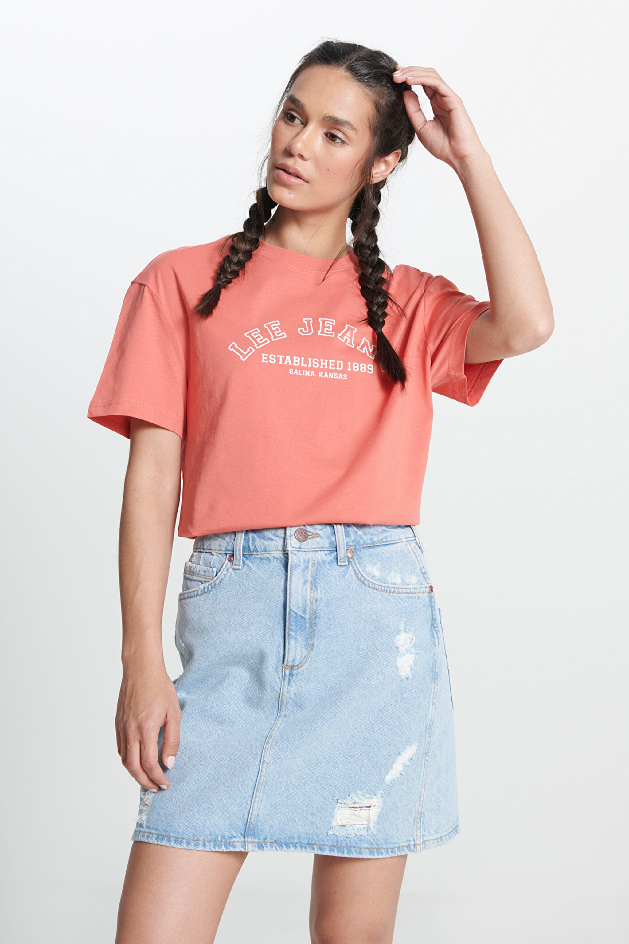 Regular Fit Normal Kesim Bisiklet Yaka %100 Pamuk Turuncu Tişört - Poppy-LI04EHX1TOB50 (görsel 2)