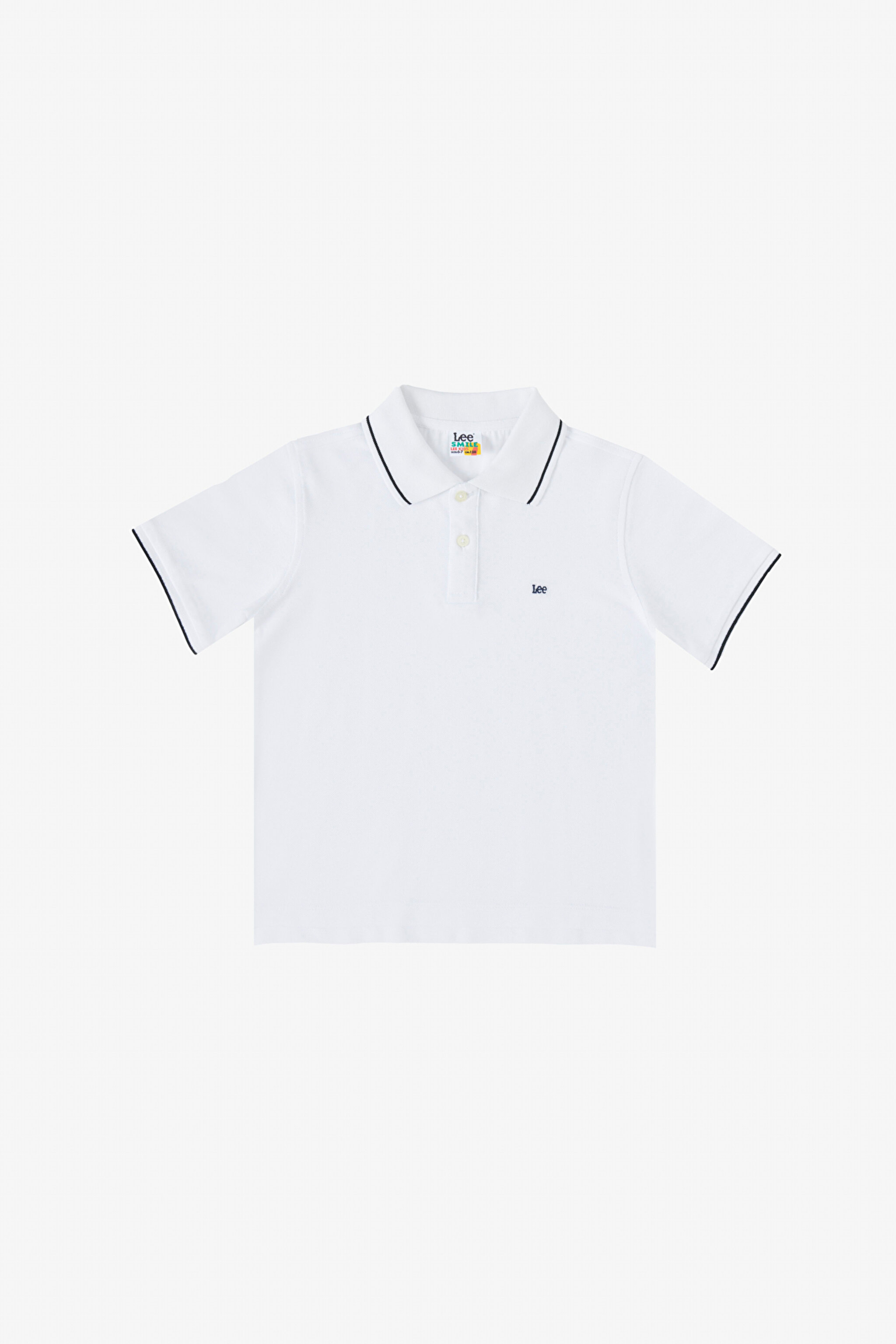 Regular Fit Normal Kesim %100 Pamuk Polo Yaka Beyaz Çocuk T-shirt - Bright White-LK241006LJ