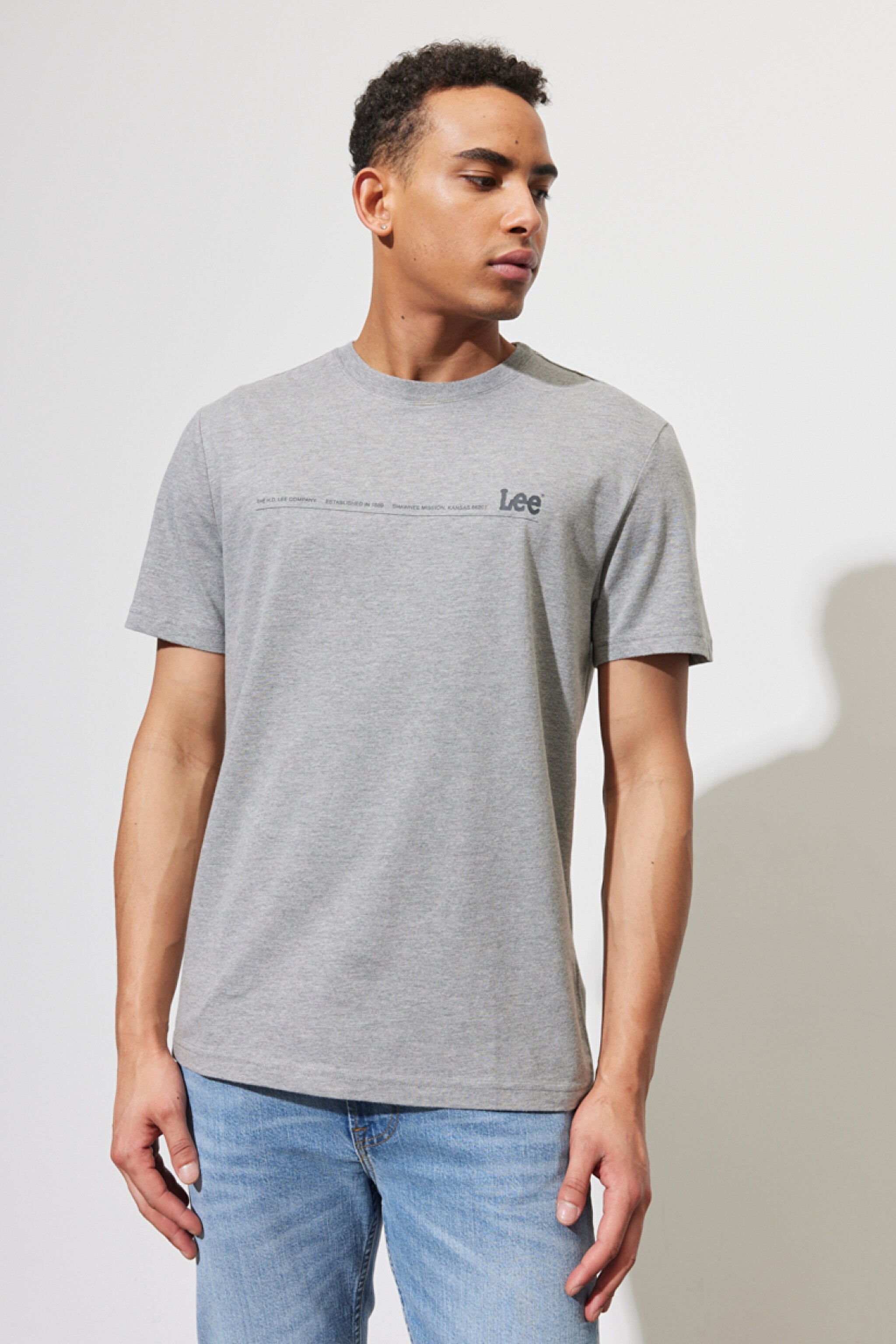 Regular Fit Normal Kesim %100 Pamuk Bisiklet Yaka Gri Melanj Tişört - Sharp Grey Mele-LL03FQ03