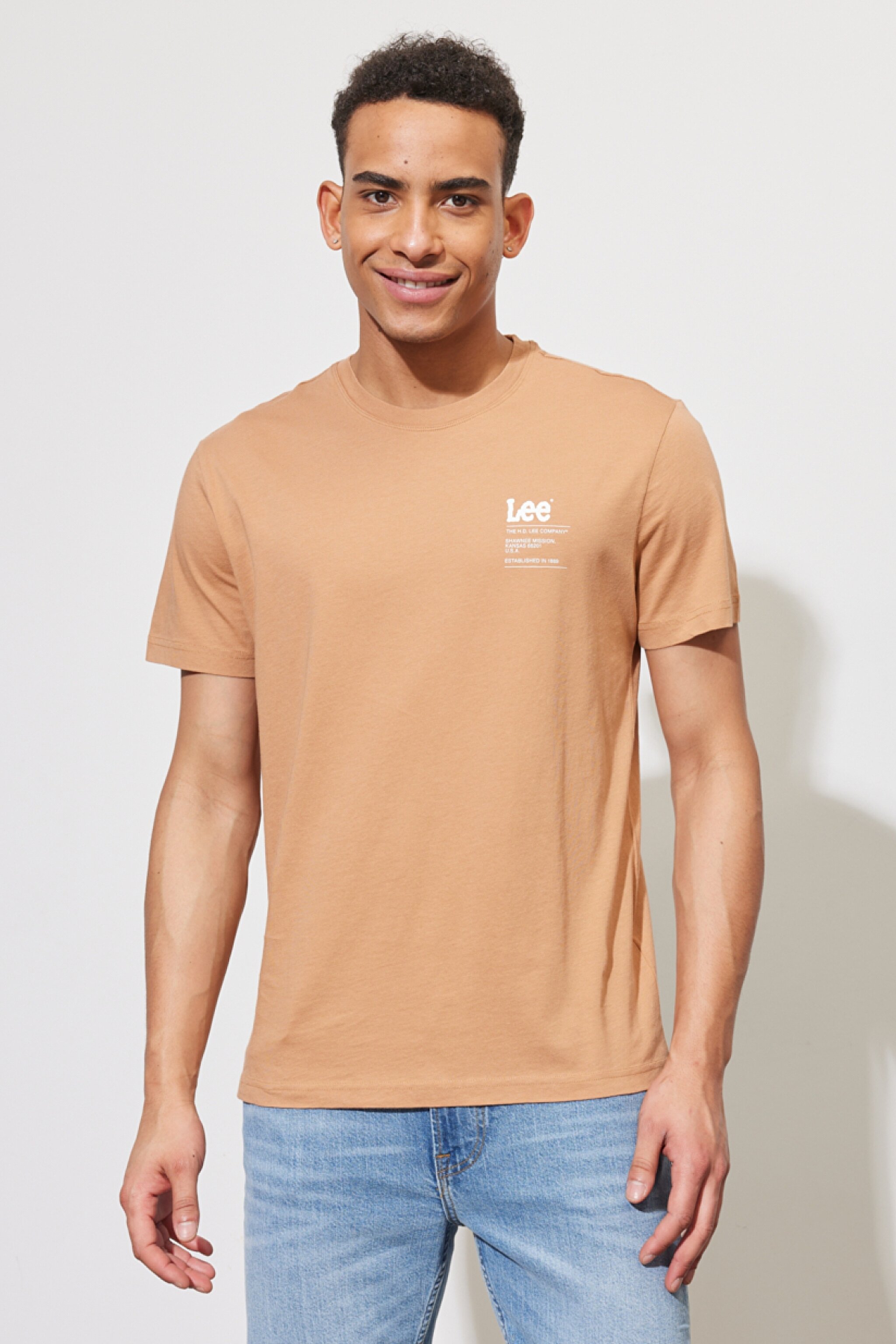 Regular Fit Normal Kesim %100 Pamuk Bisiklet Yaka Tarçın Tişört - Cider-LL03FQA08