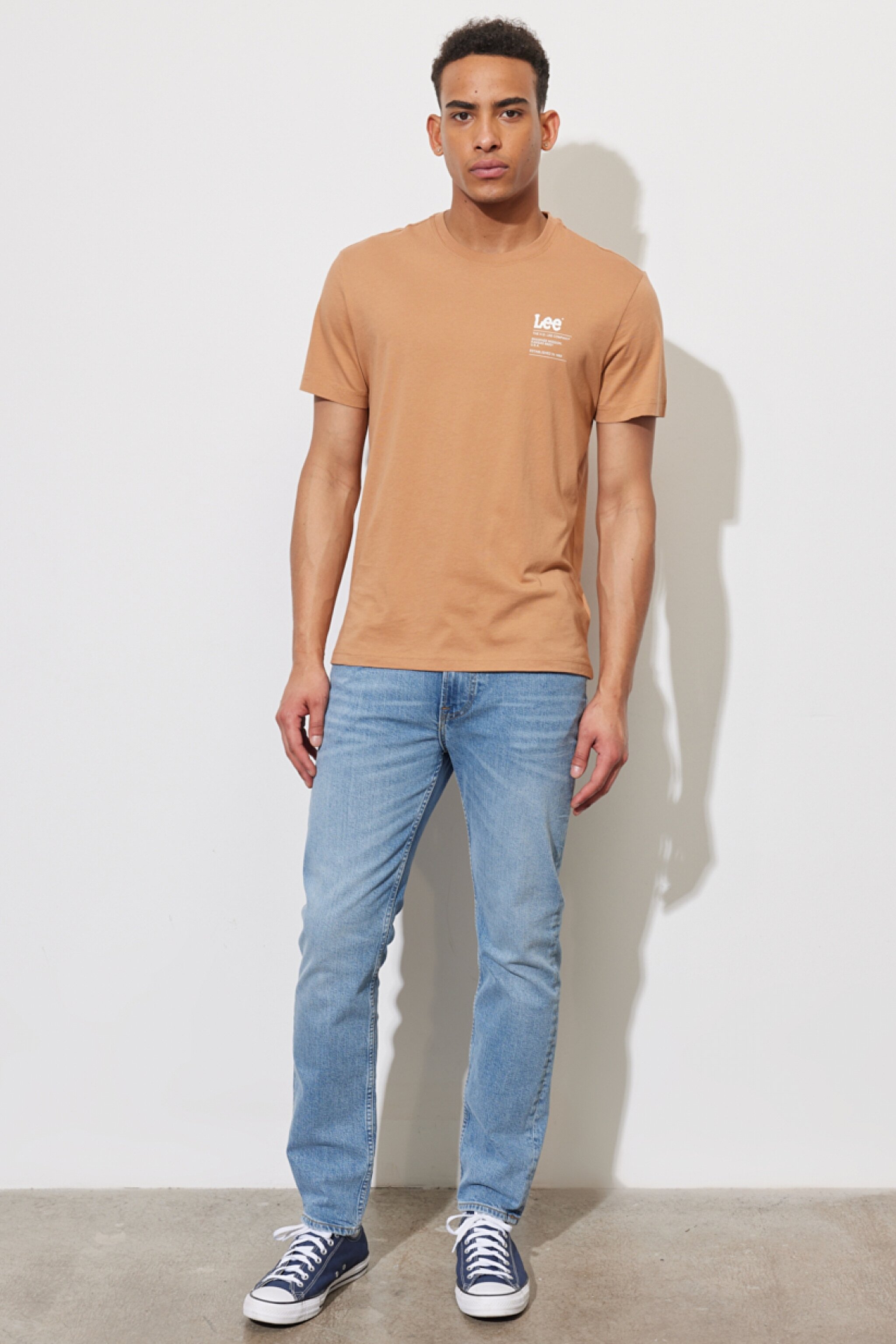 Regular Fit Normal Kesim %100 Pamuk Bisiklet Yaka Tarçın Tişört - Cider-LL03FQA08 (görsel 4)