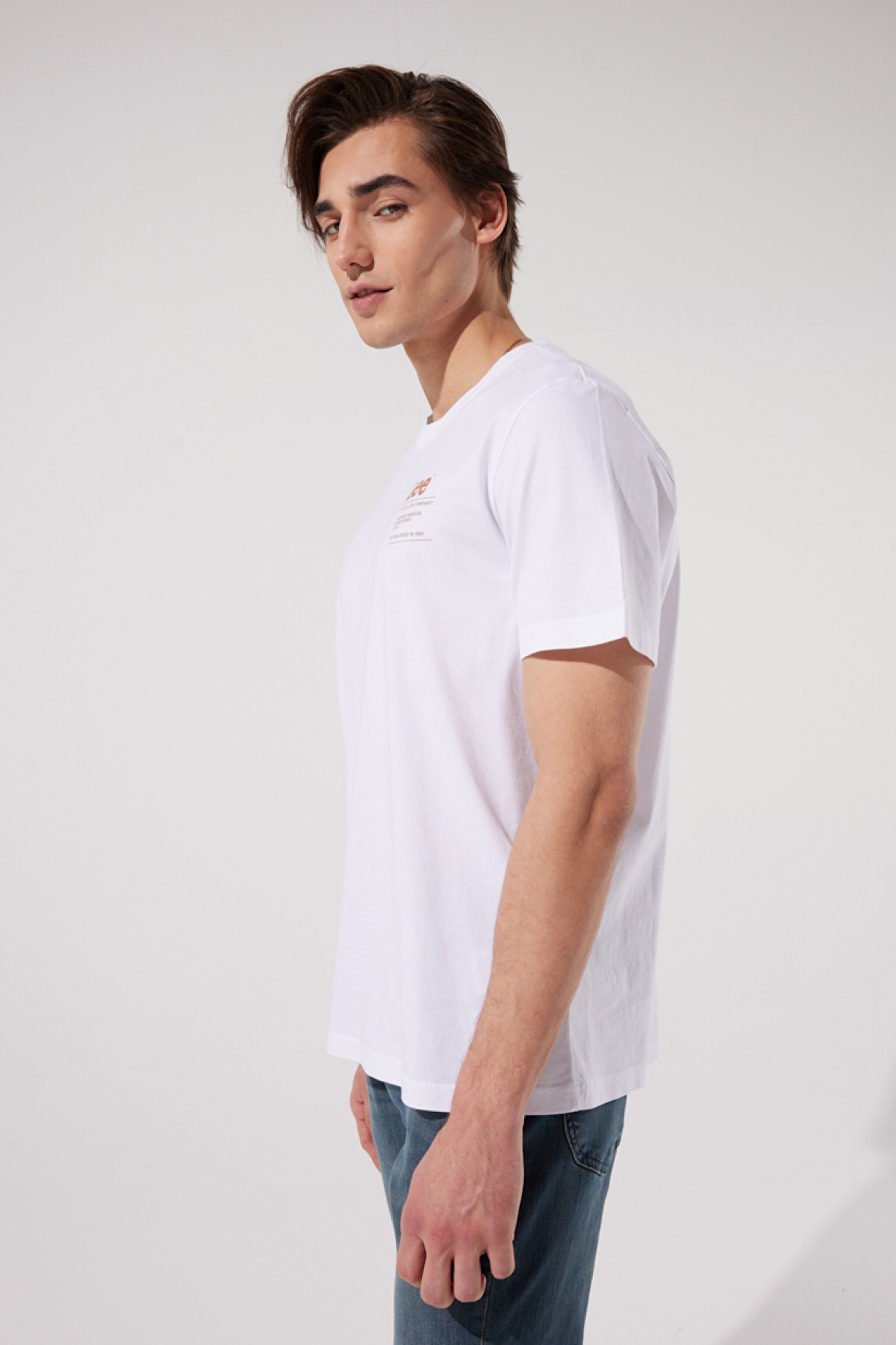 Regular Fit Normal Kesim %100 Pamuk Bisiklet Yaka Beyaz Tişört - Bright White-LL03FQLJ (görsel 3)