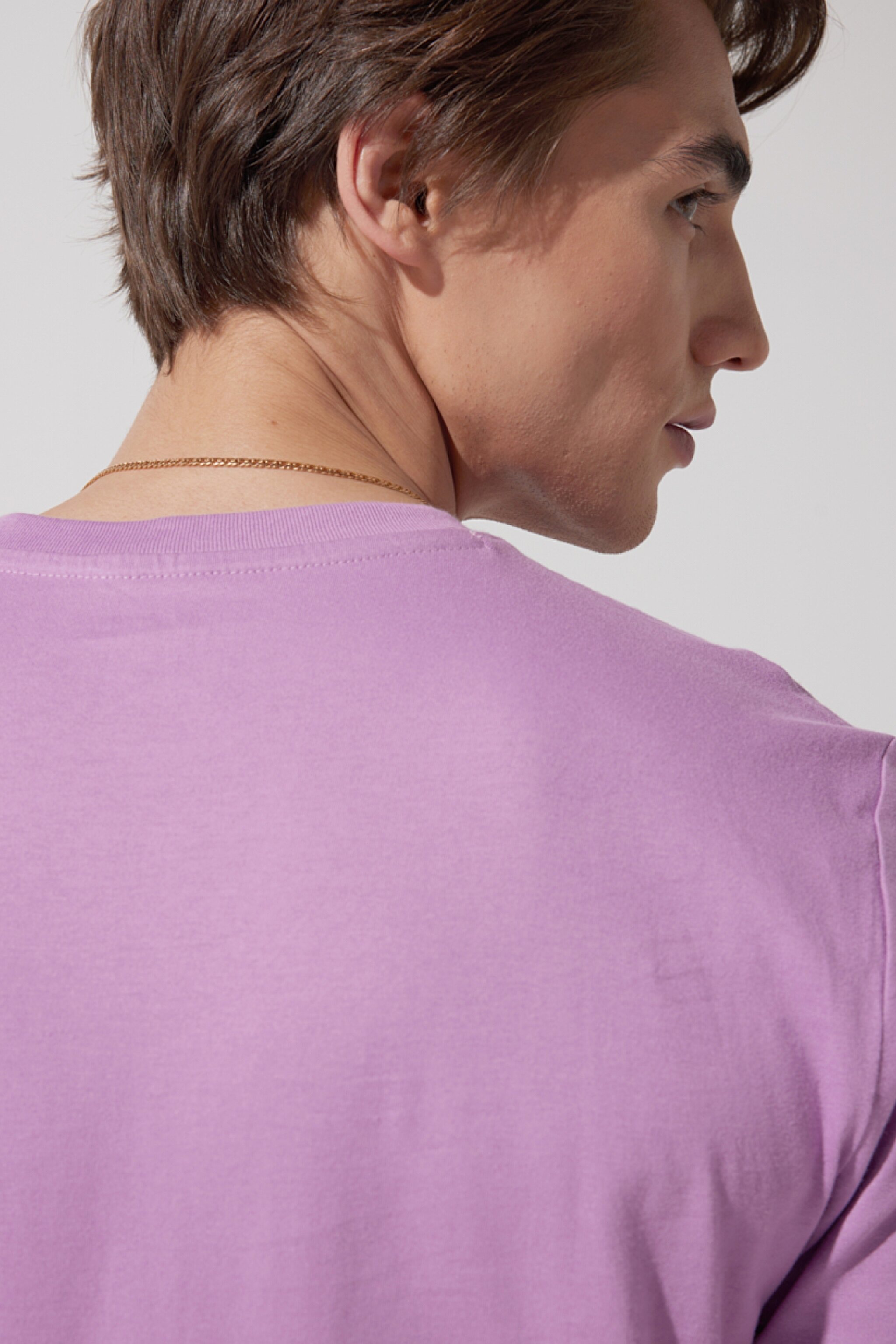 Regular Fit Normal Kesim %100 Pamuk Bisiklet Yaka Pembe Tişört - Pansy-LL04FQ63 (görsel 4)