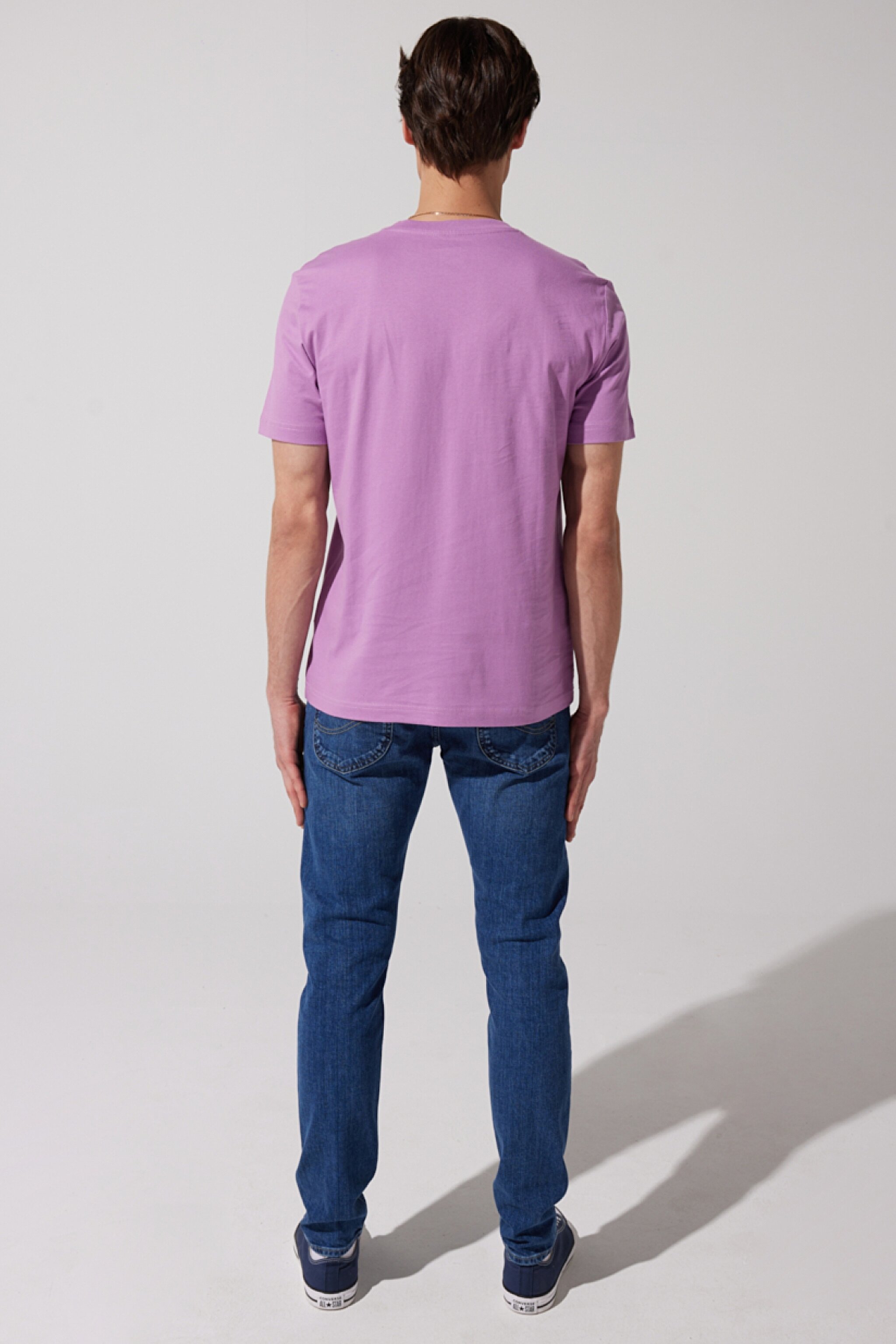 Regular Fit Normal Kesim %100 Pamuk Bisiklet Yaka Pembe Tişört - Pansy-LL04FQ63 (görsel 6)