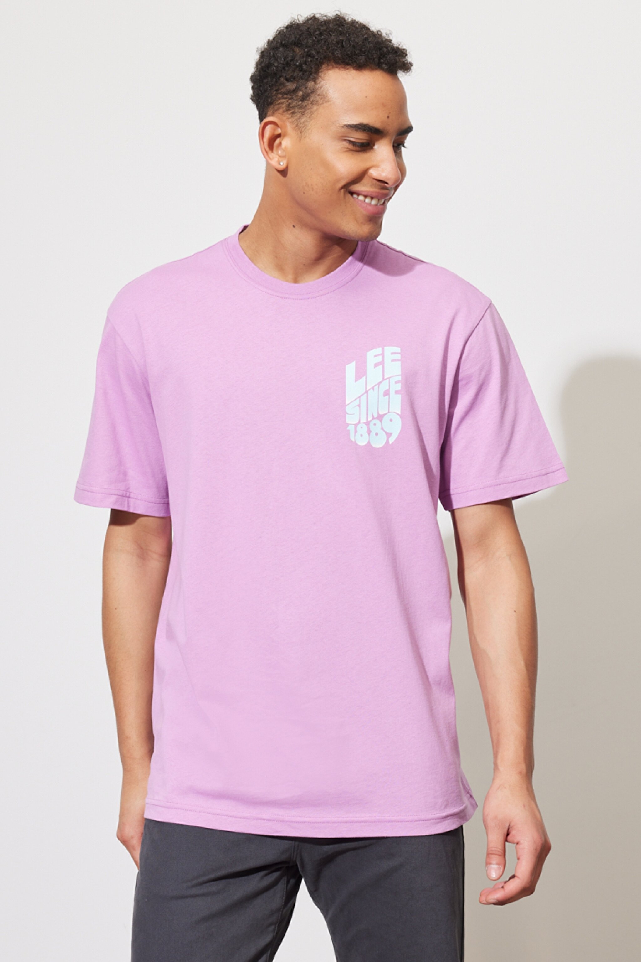Loose Fit Rahat Kesim %100 Pamuk Bisiklet Yaka Pembe Tişört