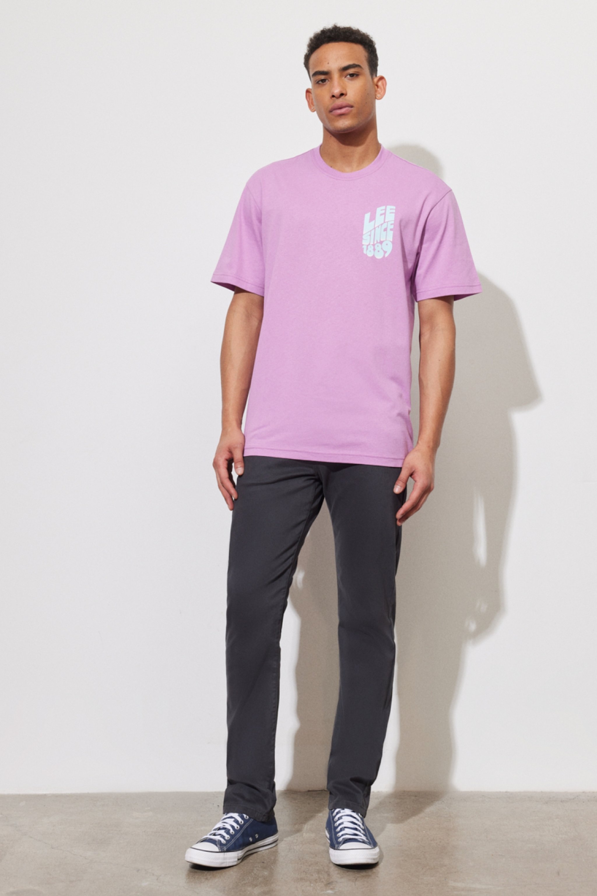 Loose Fit Rahat Kesim %100 Pamuk Bisiklet Yaka Pembe Tişört - Pansy-LL08FE63 (görsel 2)
