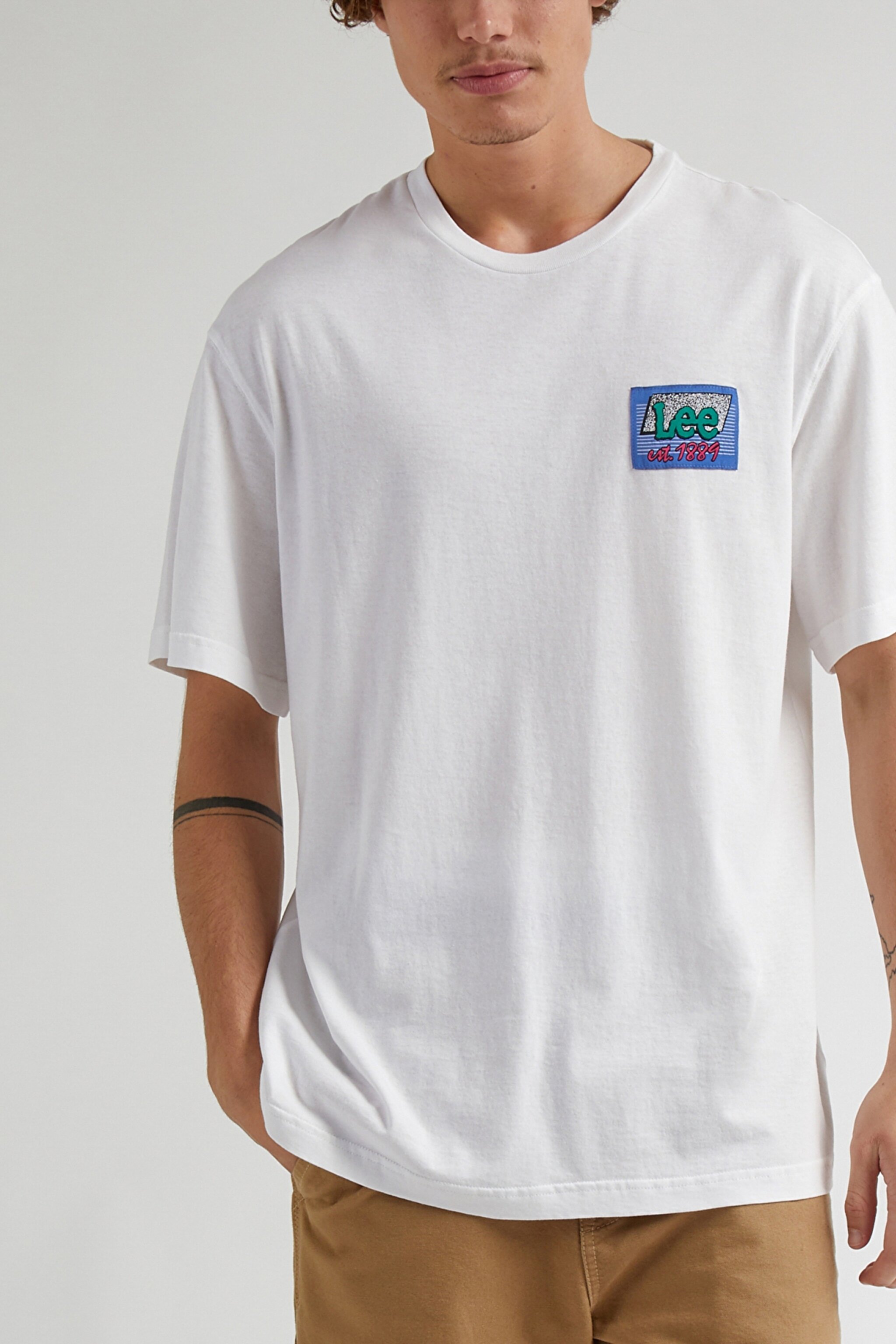 Loose Fit Rahat Kesim %100 Pamuk Bisiklet Yaka Beyaz Tişört - Bright White-LL10FELJ