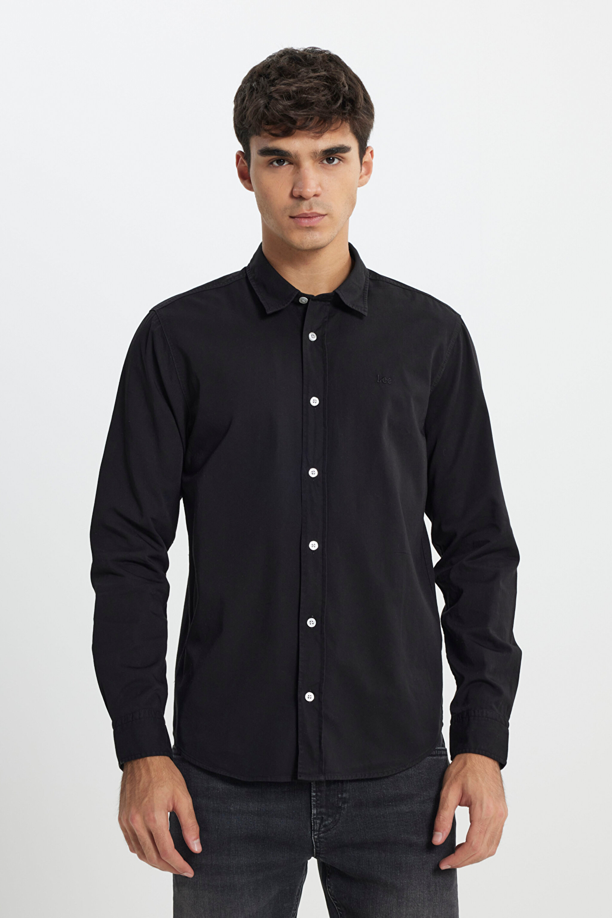 Regular Fit Normal Kesim %100 Pamuk Siyah Gömlek - Black-LL37BM001 (görsel 4)