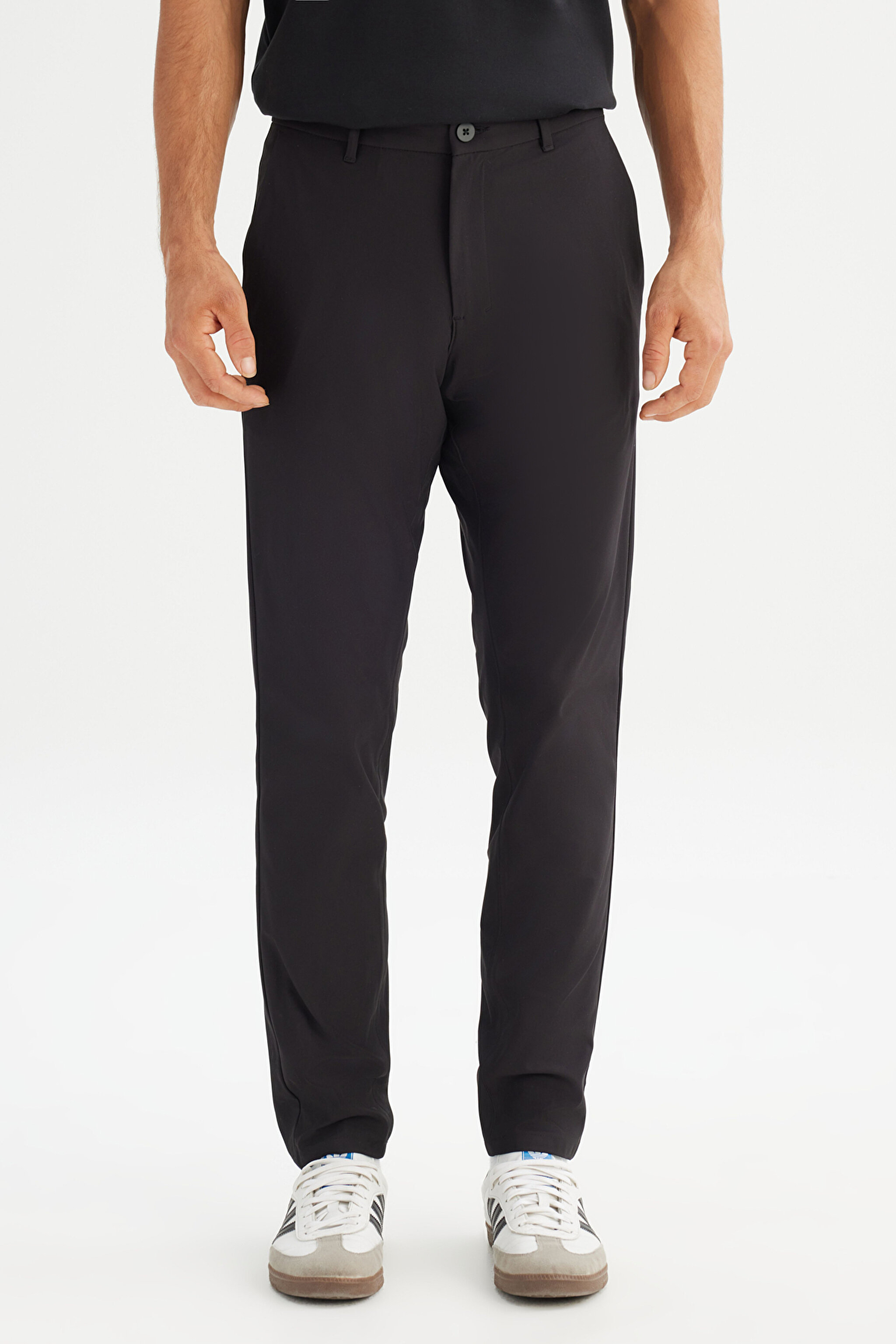 Regular Fit Normal Kesim Normal Bel Yan Cep Detaylı Siyah Casual Pantolon - Black-LLU3008001 (görsel 2)