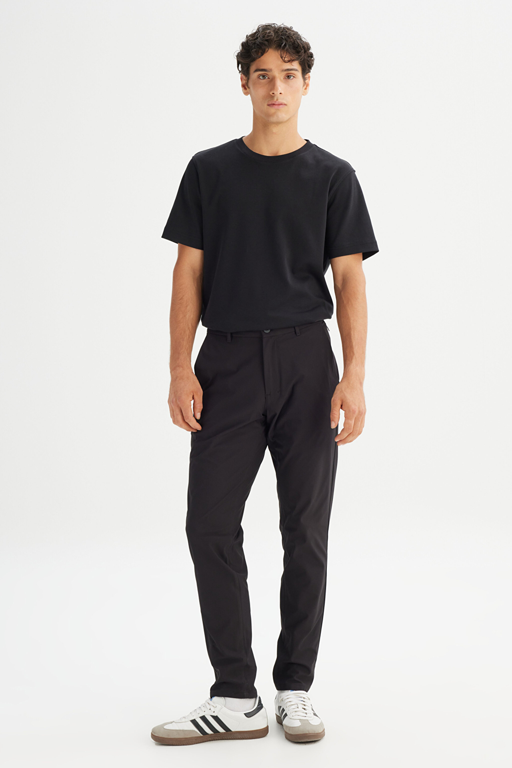 Regular Fit Normal Kesim Normal Bel Yan Cep Detaylı Siyah Casual Pantolon - Black-LLU3008001 (görsel 3)